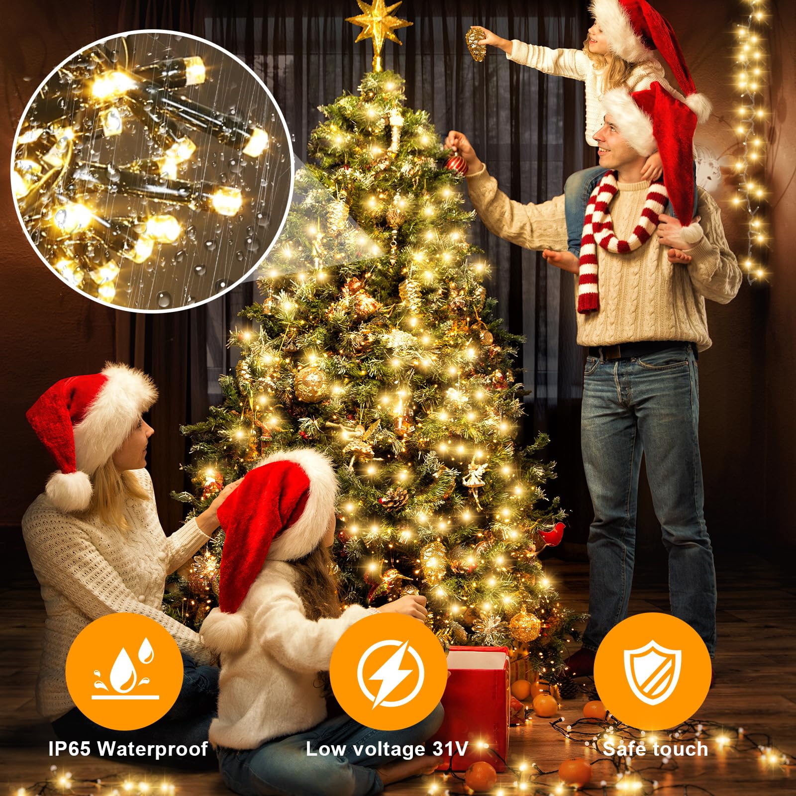 (2 Pezzi)210 LEDs 31M Luci Albero di Natale Esterno Interno Bianco Caldo Catena Luminosa con Telecomando,Spina,8 Modalità e Timer Impermeabile IP65 Lucine Led Decorative per natale, Alberi, Ghirlande