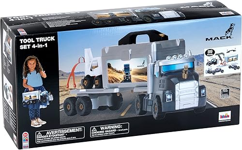 Miniatura 4 de Mack Juego de camión de herramientas 4 en 1 - Theo Klein, juego de construcción de 89 piezas, juguetes con herramientas, construye una carretilla