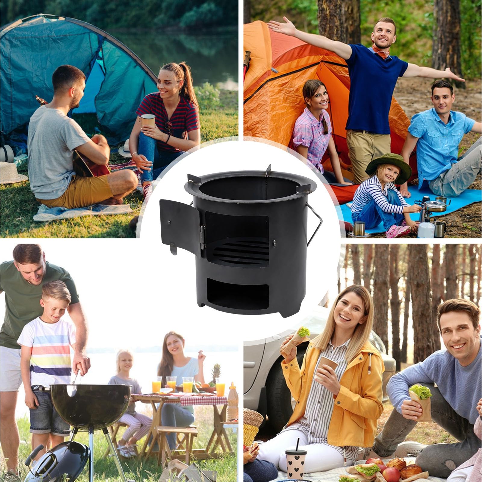 Réchaud à Bois pour Camping Brûleur Chauffant en Acier Inoxydable