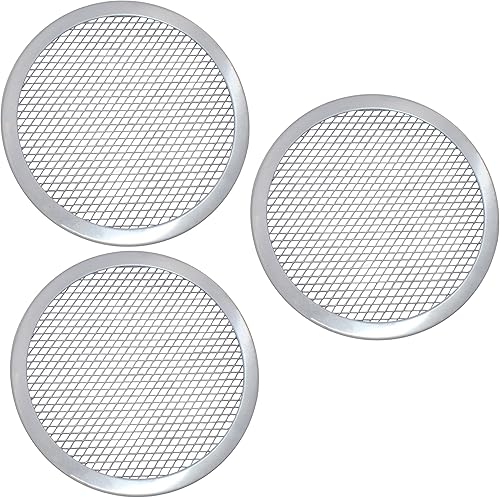 Miniatura 3 de Pantallas para hornear pizza, pantallas de aluminio sin costuras para hornear, bandejas de malla para hornear, juego de 3 (10 pulgadas)