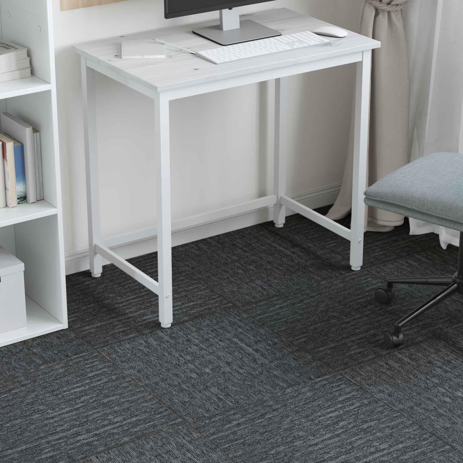 Mangloder Teppichfliese Himmelgrau 50 x 50 cm, 20 Stück, PP und Bitumen, Loop Pile, für Wohnzimmer Schlafzimmer, schallabsorbierender Bodenbelag für Innenräume