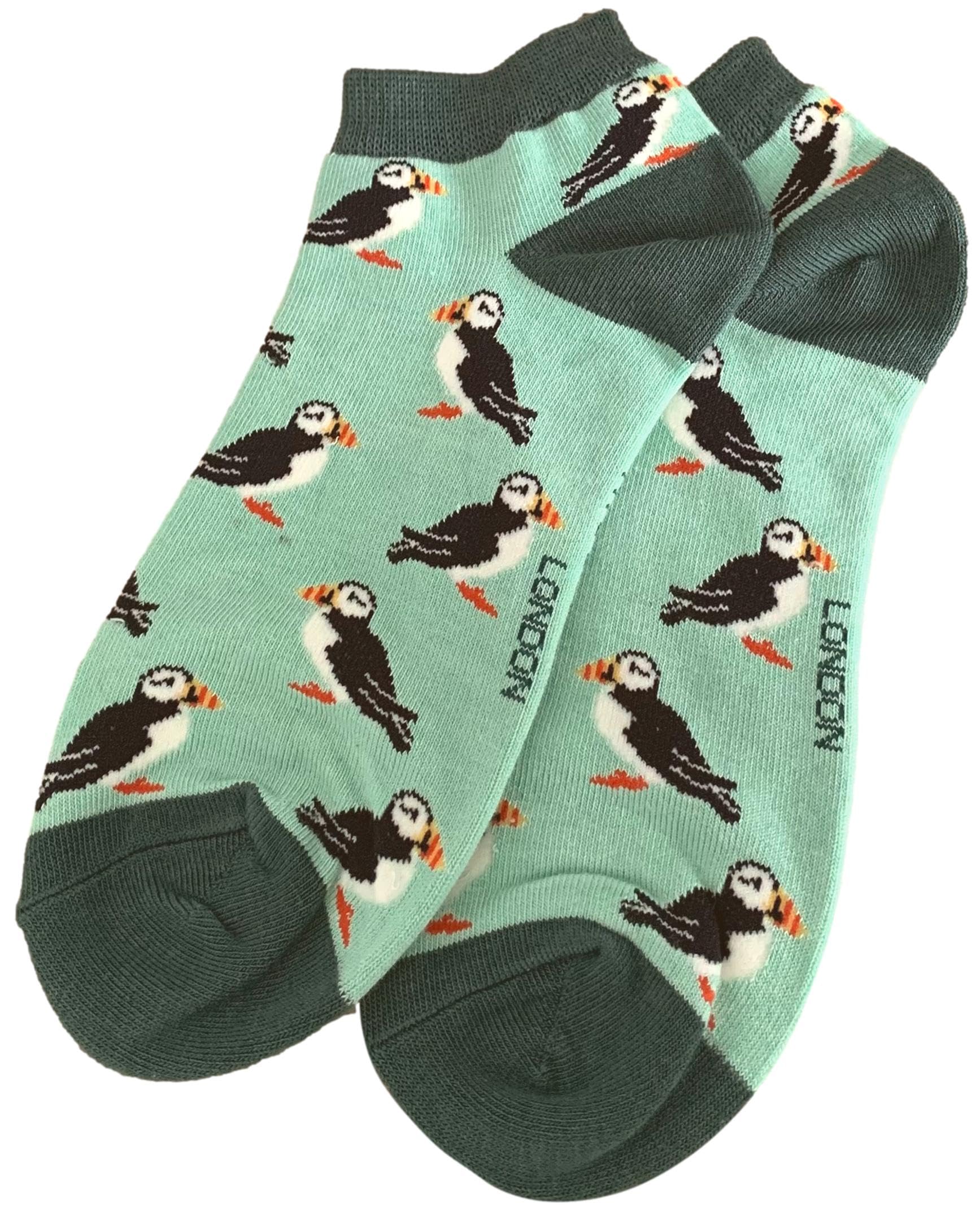 Purple Possum Women's Green, Mint, Mint Green Purple Possum® Puffin Trainer Socks Puffins Trainer Liners In Mint Green Bamboo Cotton Blend Shoe Size 3-7