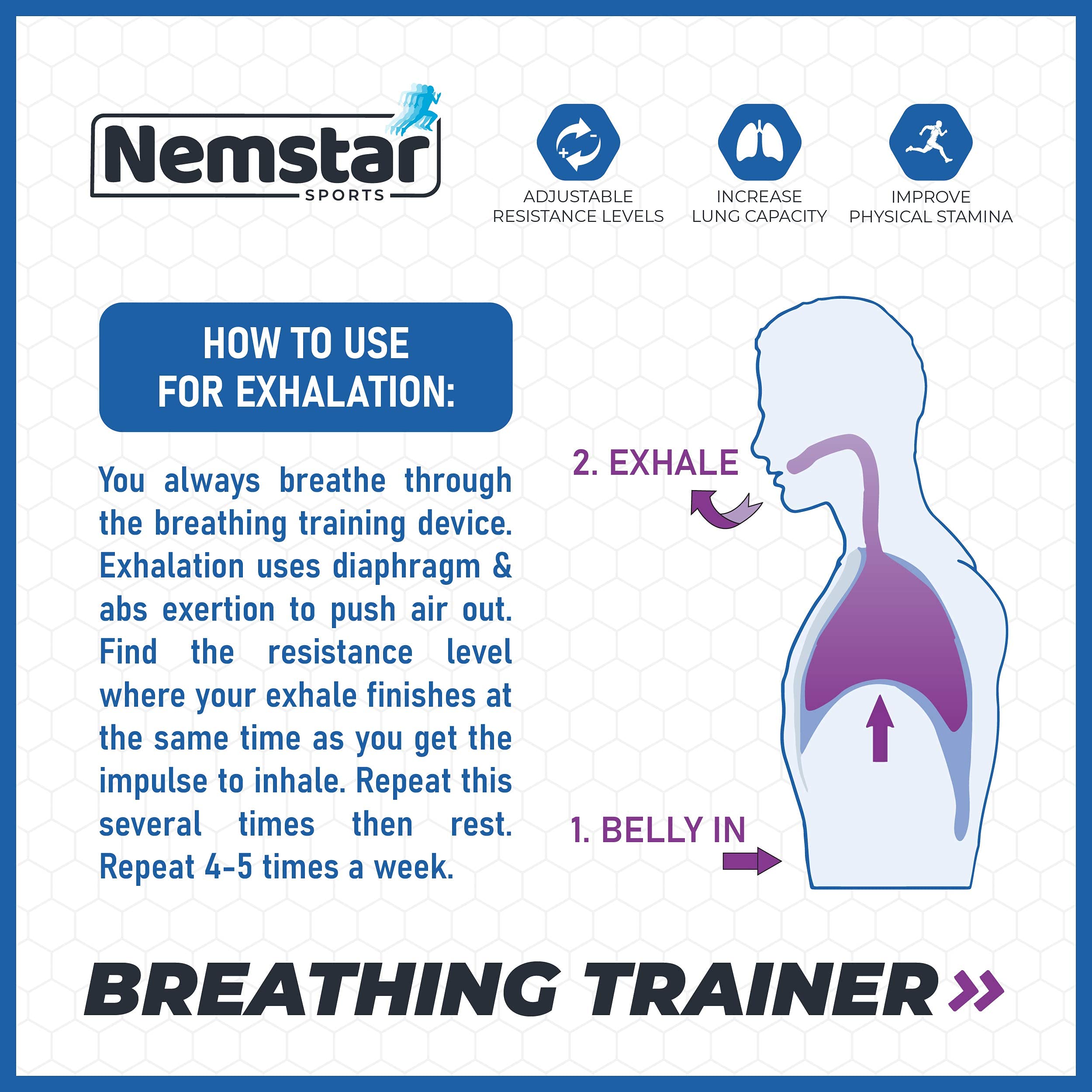 Nemstar Breathing Exercise Device Lung Exerciser Device for Expiratory Inspiratory Muscle