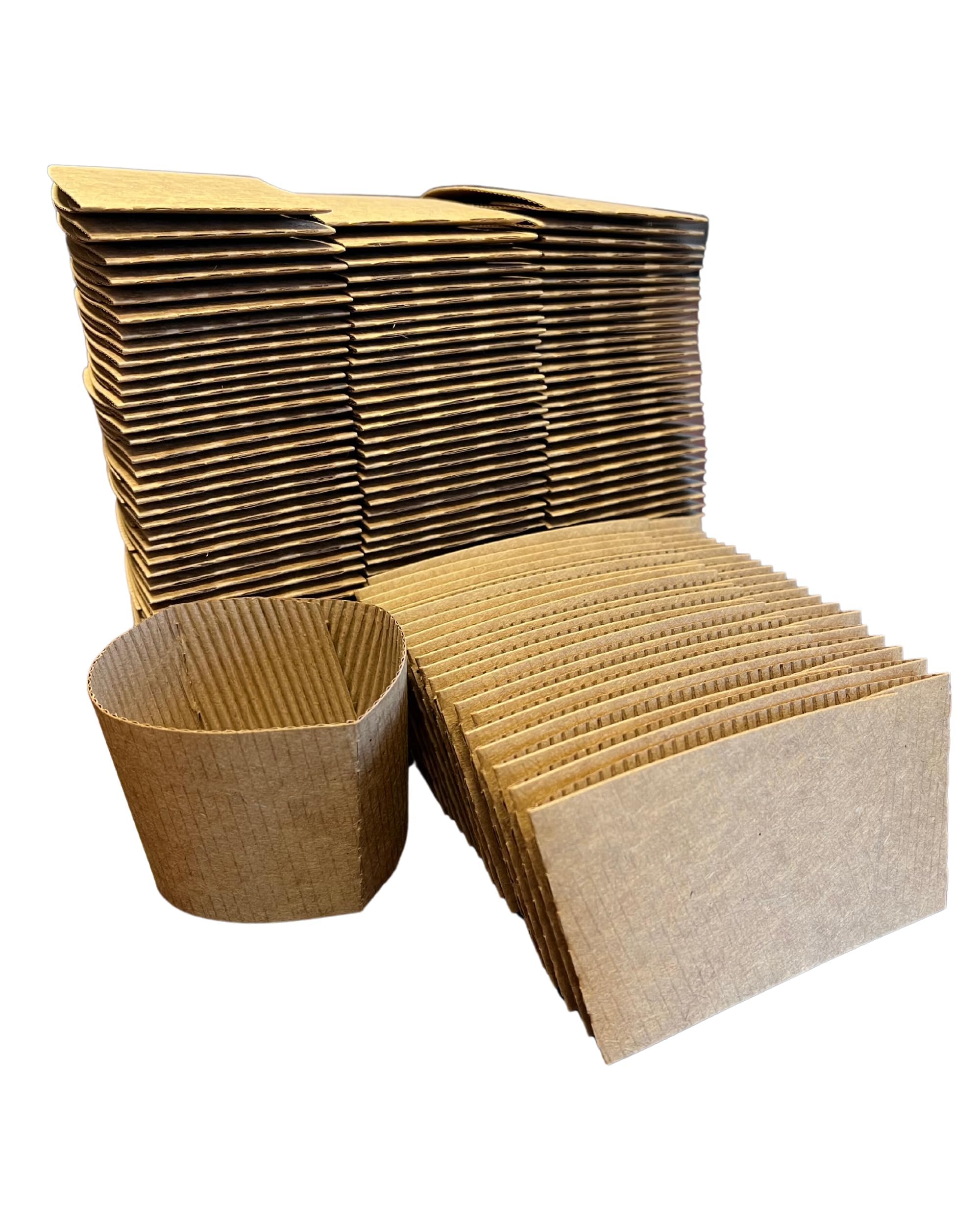 Kraft Disposable Coffee Sleeves - 500 Count - For 10 To 20 Oz Cups - Eco-Friendly and Convenient Beverage Sleeves - Natural Kraft Brown