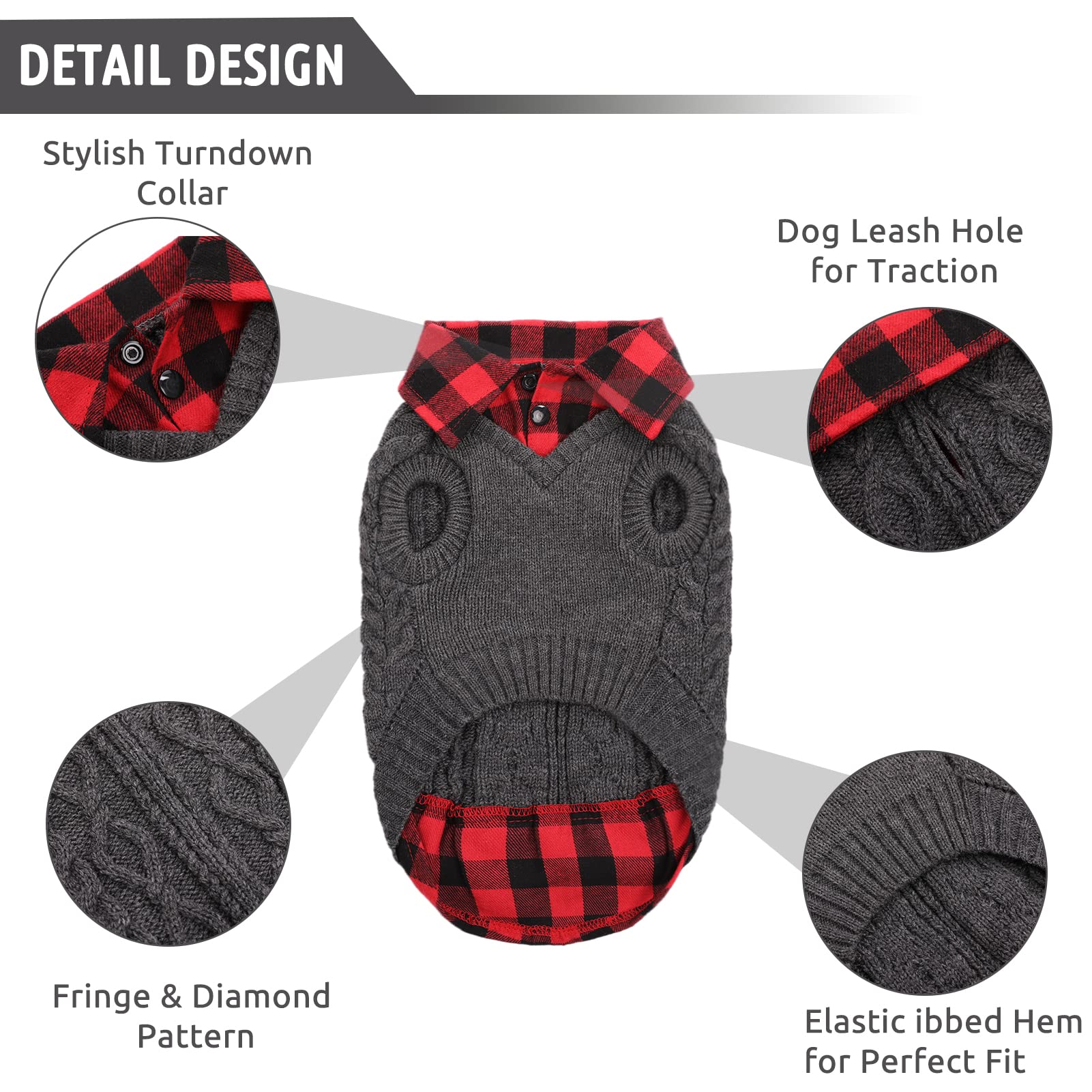 CITÉTOILE Winter Dog Jumper for Dogs Classic British Plaid Shirt Collar - Image 2