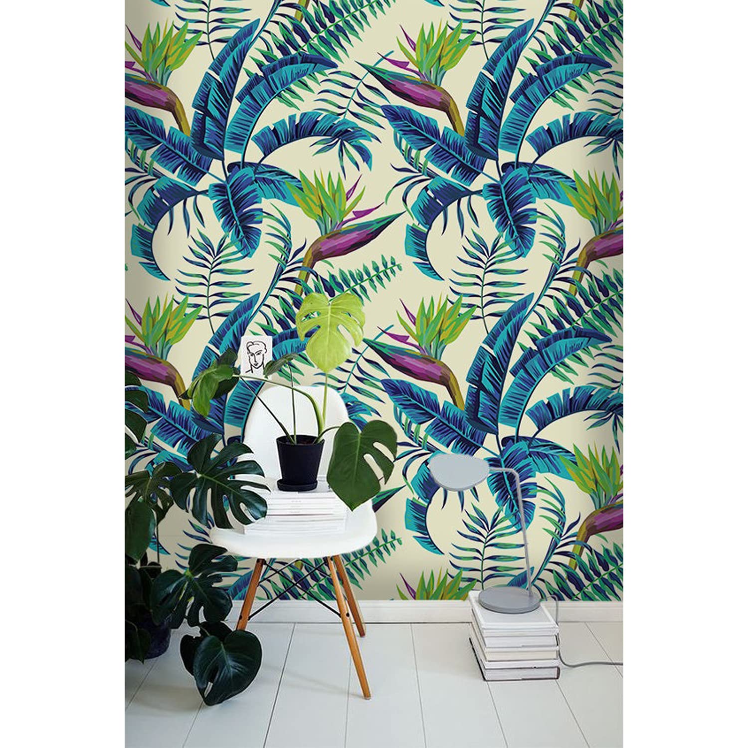 Papier peint mural tropical 104x70cm et revêtement en latex pour meuble de chambre