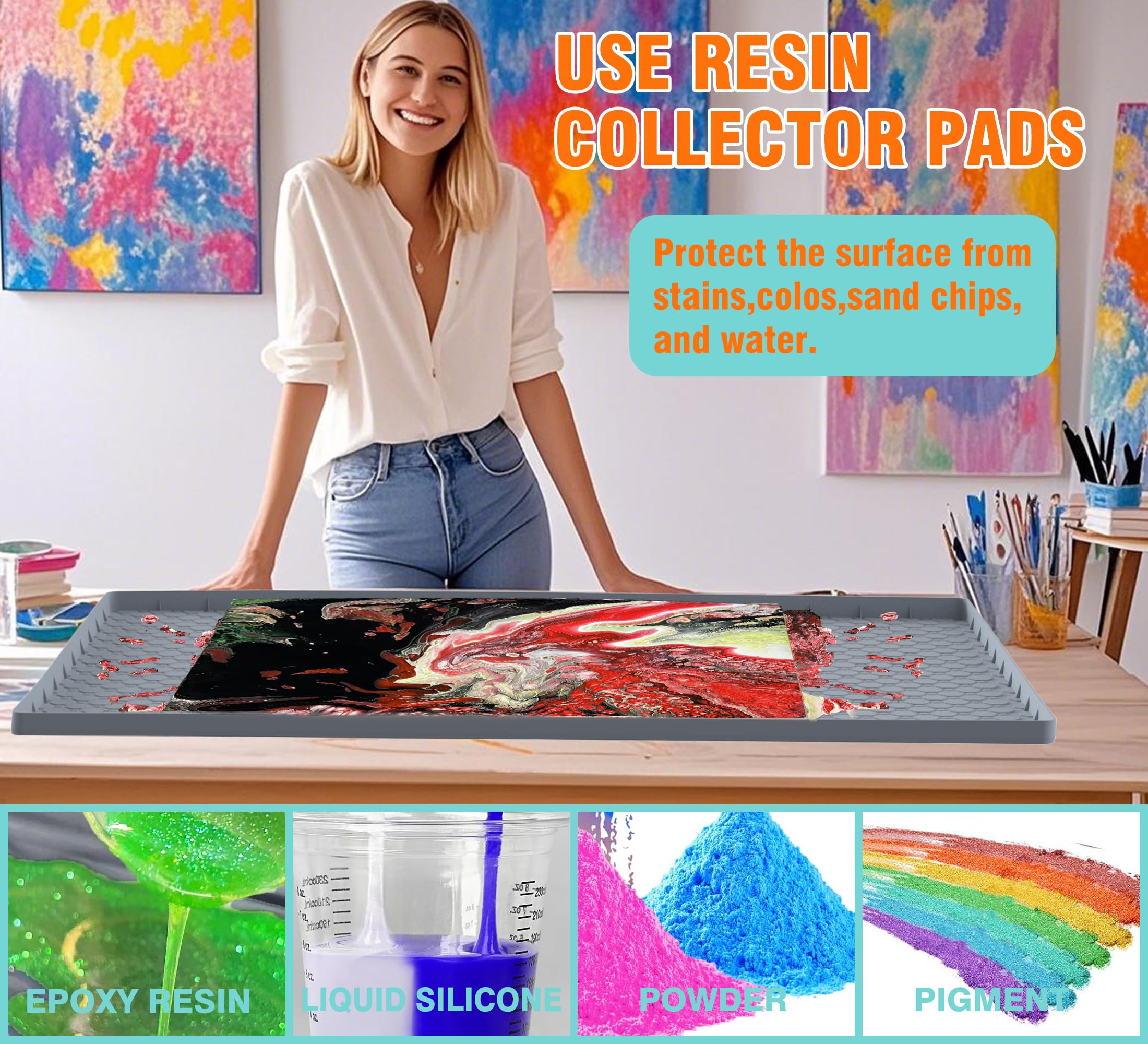 Large Silicone Craft Mat with Raised Edges for Resin Art & Epoxy Projects | Heat-Resistant Non-Slip Surface, Spill Containment Walls, Easy-Clean Design — Amazon image 6
