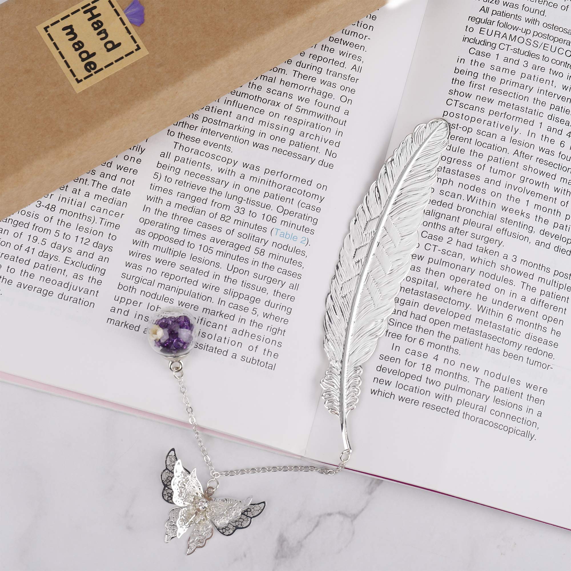 8 Marque-pages Plume Strass Qhpbuy - Kit DIY Enfants - Pendentifs Cristal Cadeau Fille