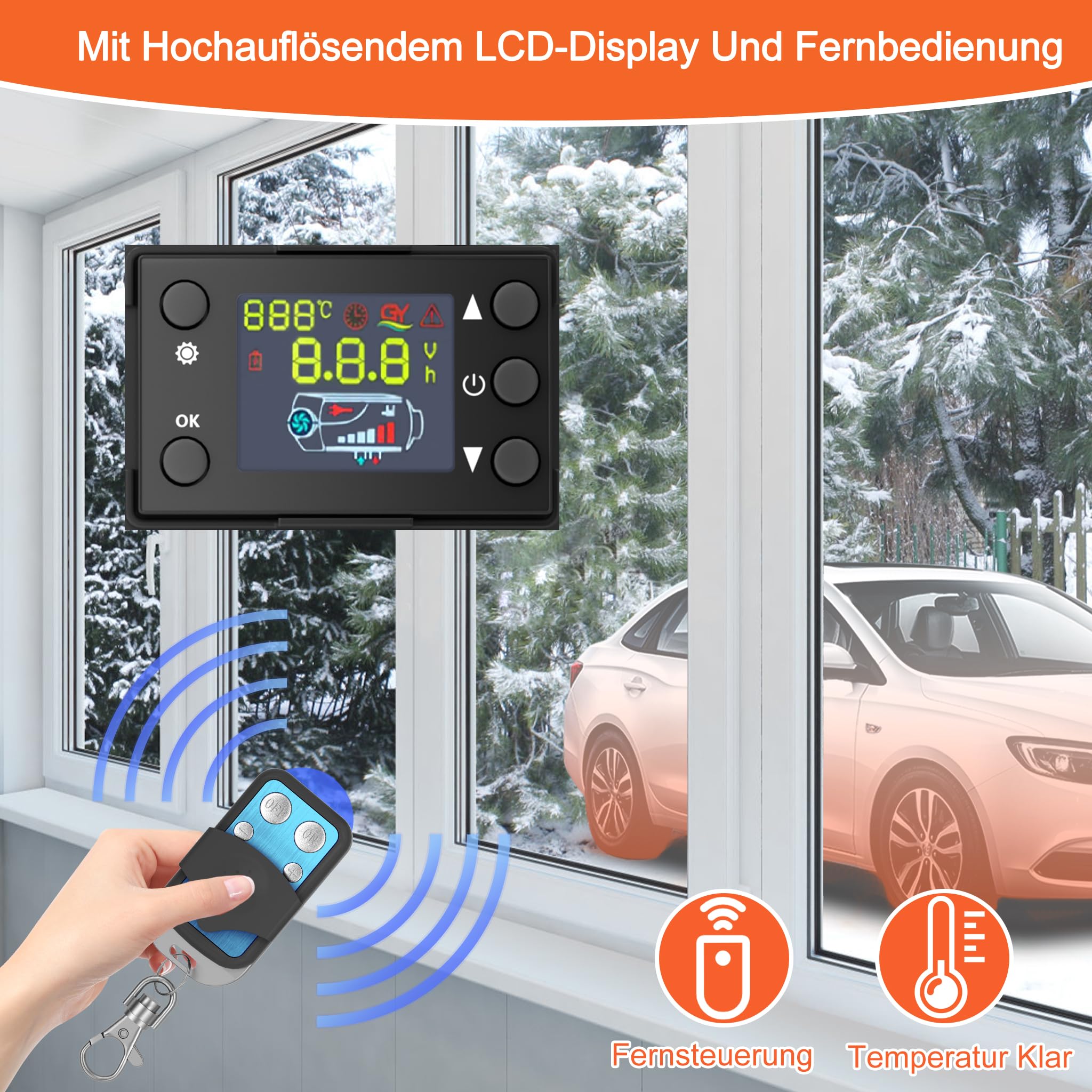 12 V 8 KW diesel staande verwarming eenvoudige luchtverwarming Air Heater afstandsbediening LCD geschikt voor verschillende dieselmechanische voertuigen zoals auto's, bussen, vrijetijdsvoertuigen, vrachtwagens, bouwvoertuigen enz