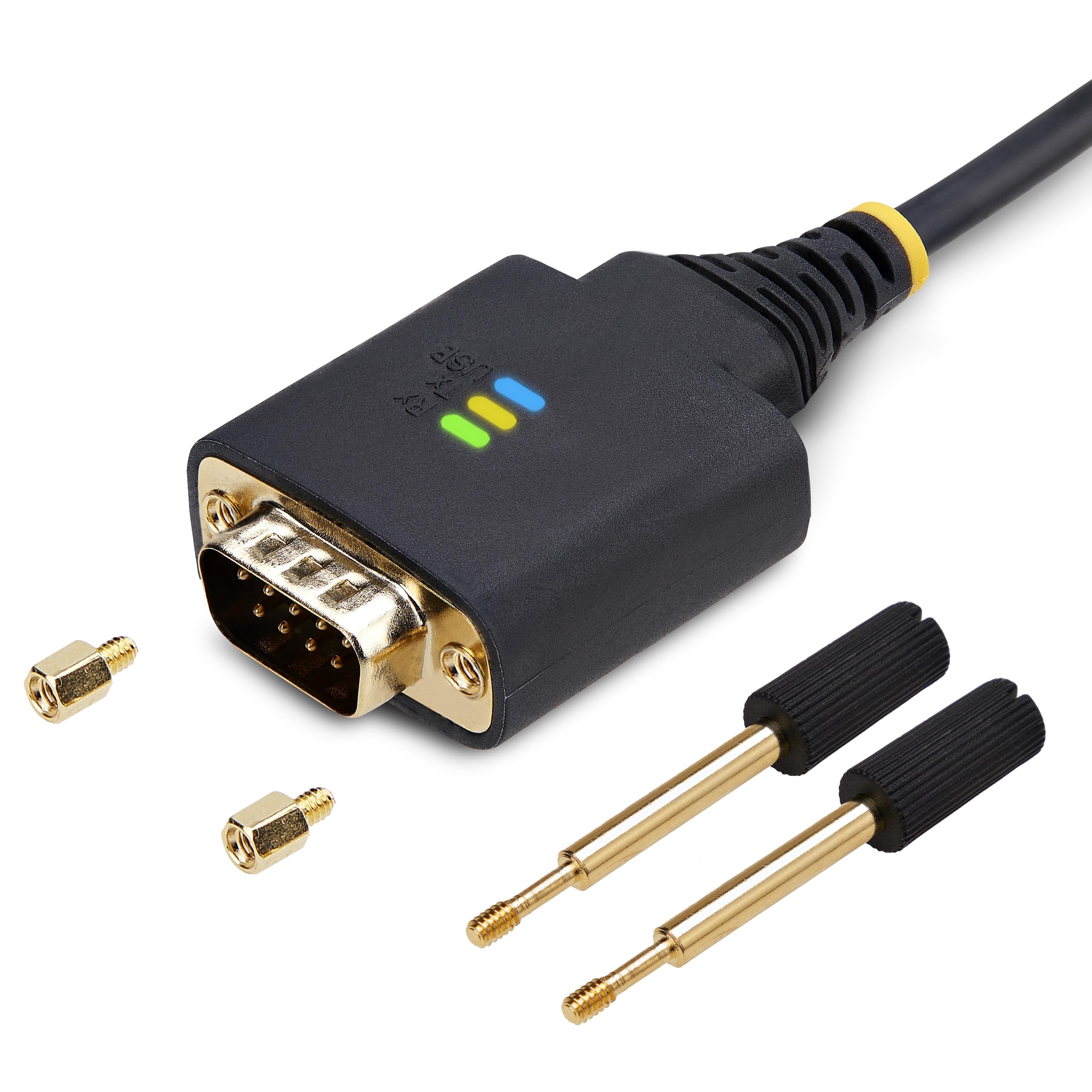 StarTech 2m USB Seriell Adapterkabel, USB-A auf DB9 RS232, FTDI, COM Retention, LED, wechselbare DB9 Schrauben und Muttern