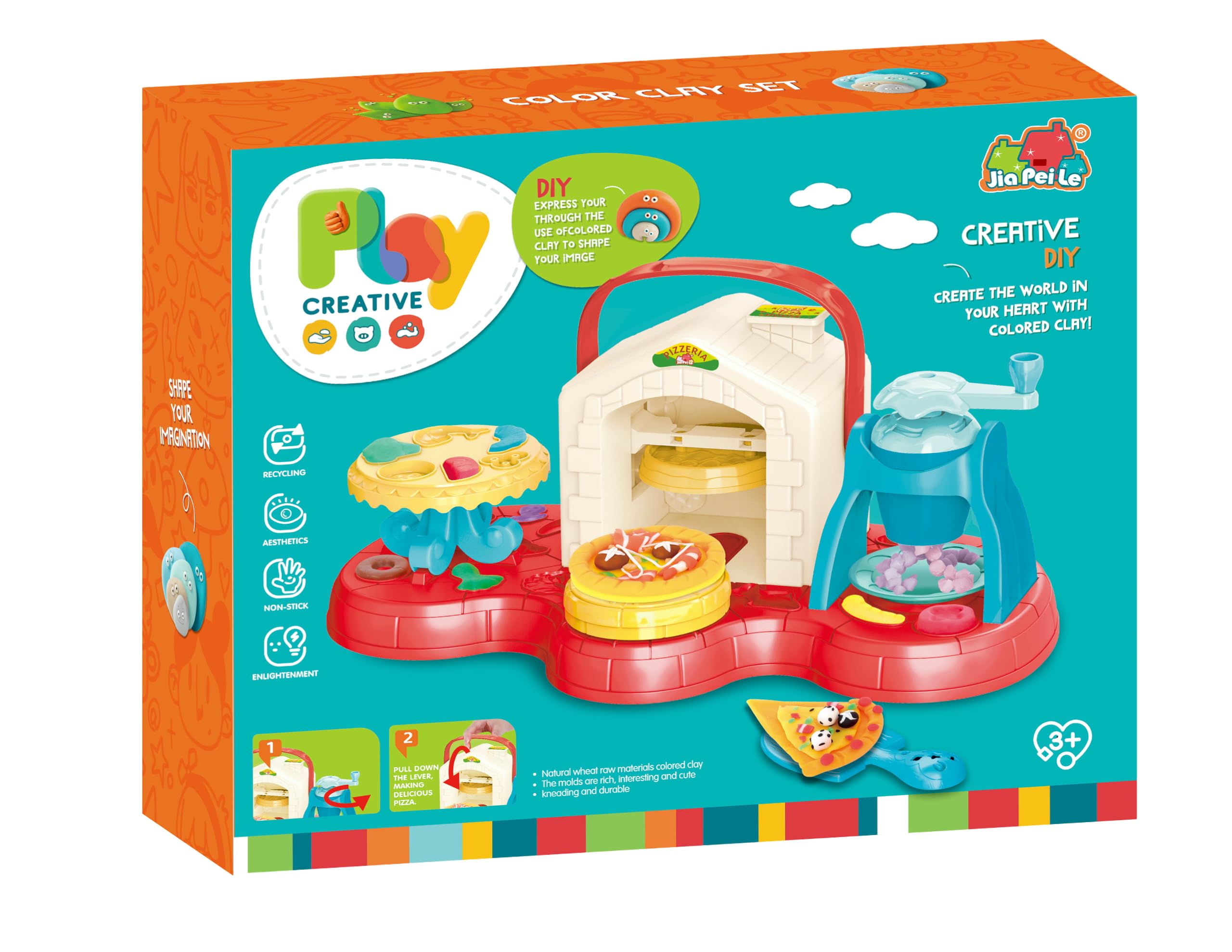 iZEL Kids Play Dough Set - DIY Pizza Maker Clay Kit - Fun and Creative Pretend Play for Kids with Pizza Oven, Toppings Molds, and Accessories - Perfect for Imagination and Sensory Development