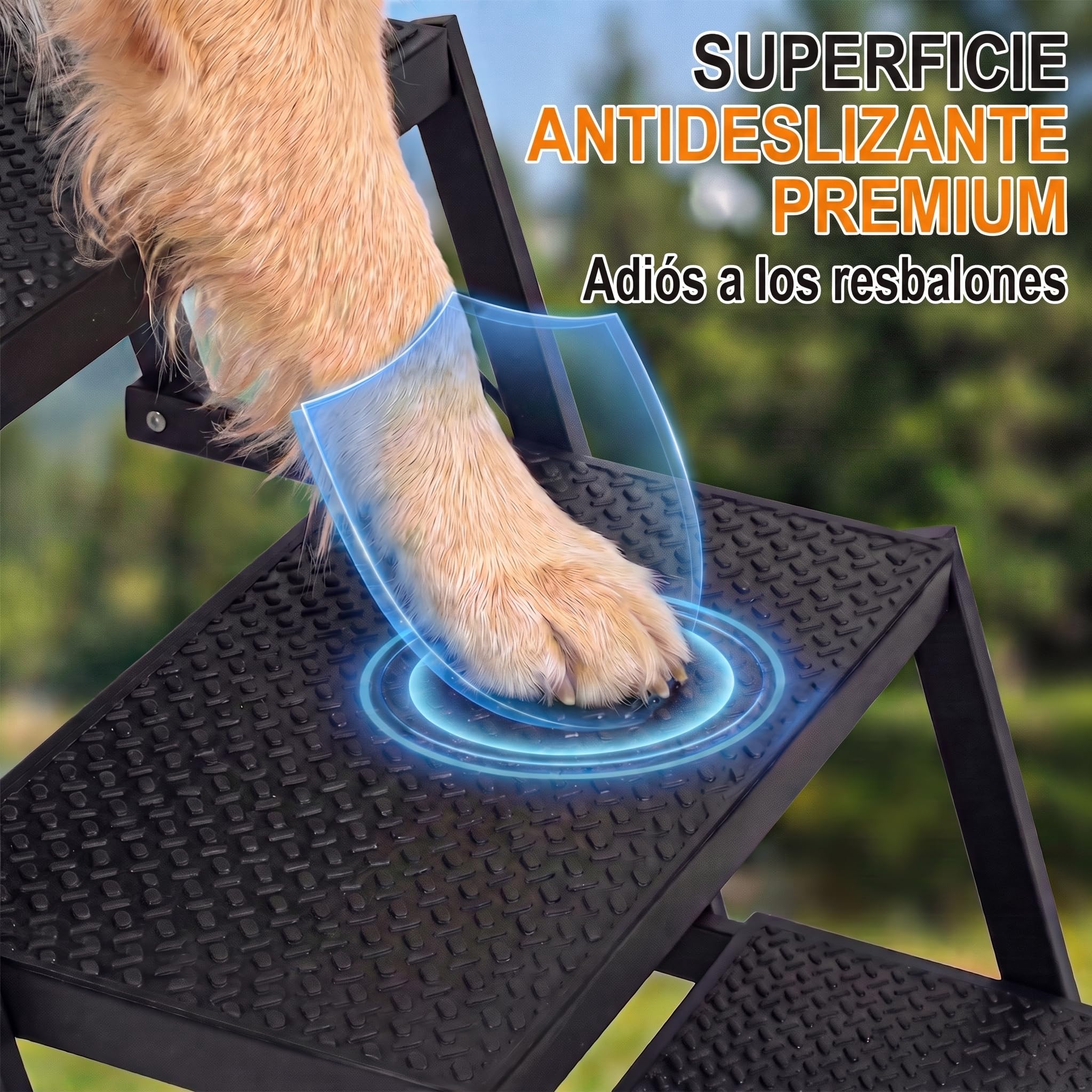 Niubya Escalera Plegable para Perros para Coche, SUV, Camión – 6 Peldaños, Antideslizante, Soporta hasta 113 kg, Ancha (43 cm) – Ideal para Perros Grandes, Mayores o con Problemas de Movilidad