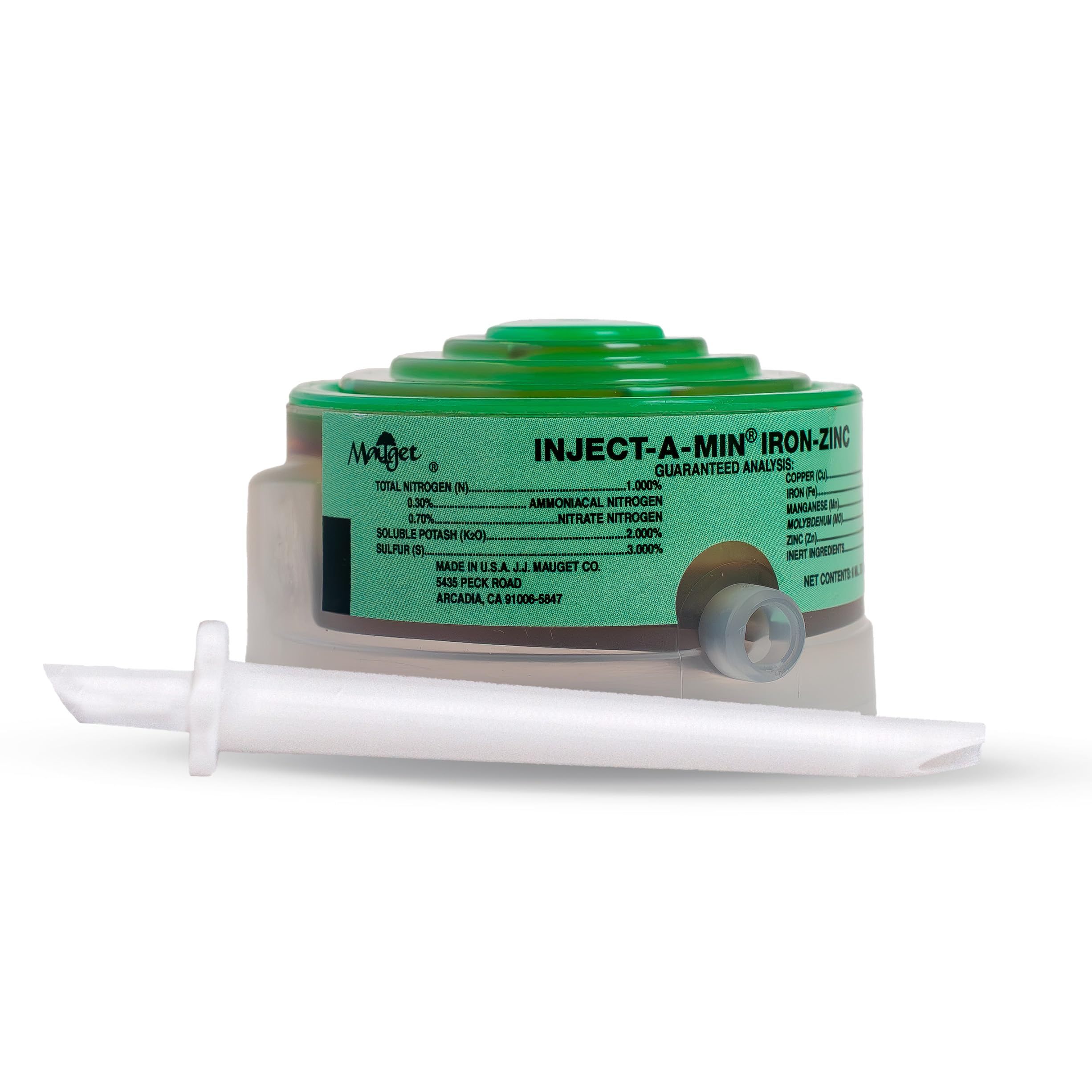 Mauget Inject-A-Min Iron Zinc - 6ml Zinc Sulfate & Iron Supplement for Rapid Greening & Stronger Immunity, Spill-Proof Liquid Fertilizer - Pack of 24