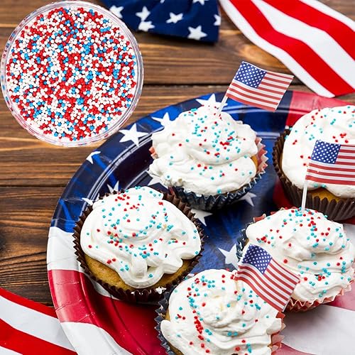 Miniatura 5 de Día de la Independencia 4 de julio, gránulos para pasteles, granel, 1.54 libras, grado alimenticio, Sujoygar, gránulos para decoración de pasteles,