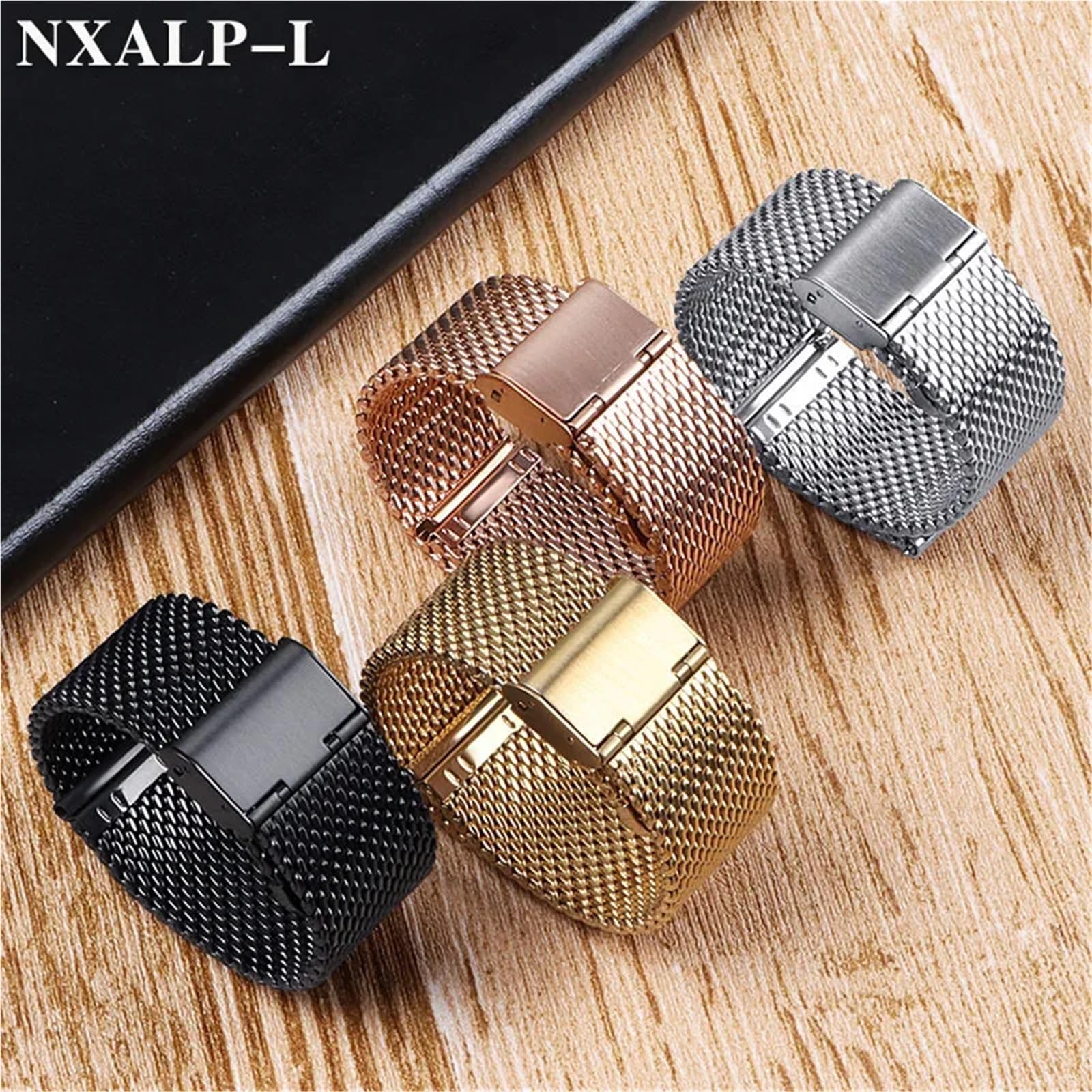 Bracelet de Montre en Acier Inoxydable, Boucle en Maille milanaise, 18mm, 20mm, 22mm, 24mm, 3mm d'épaisseur, 1.0