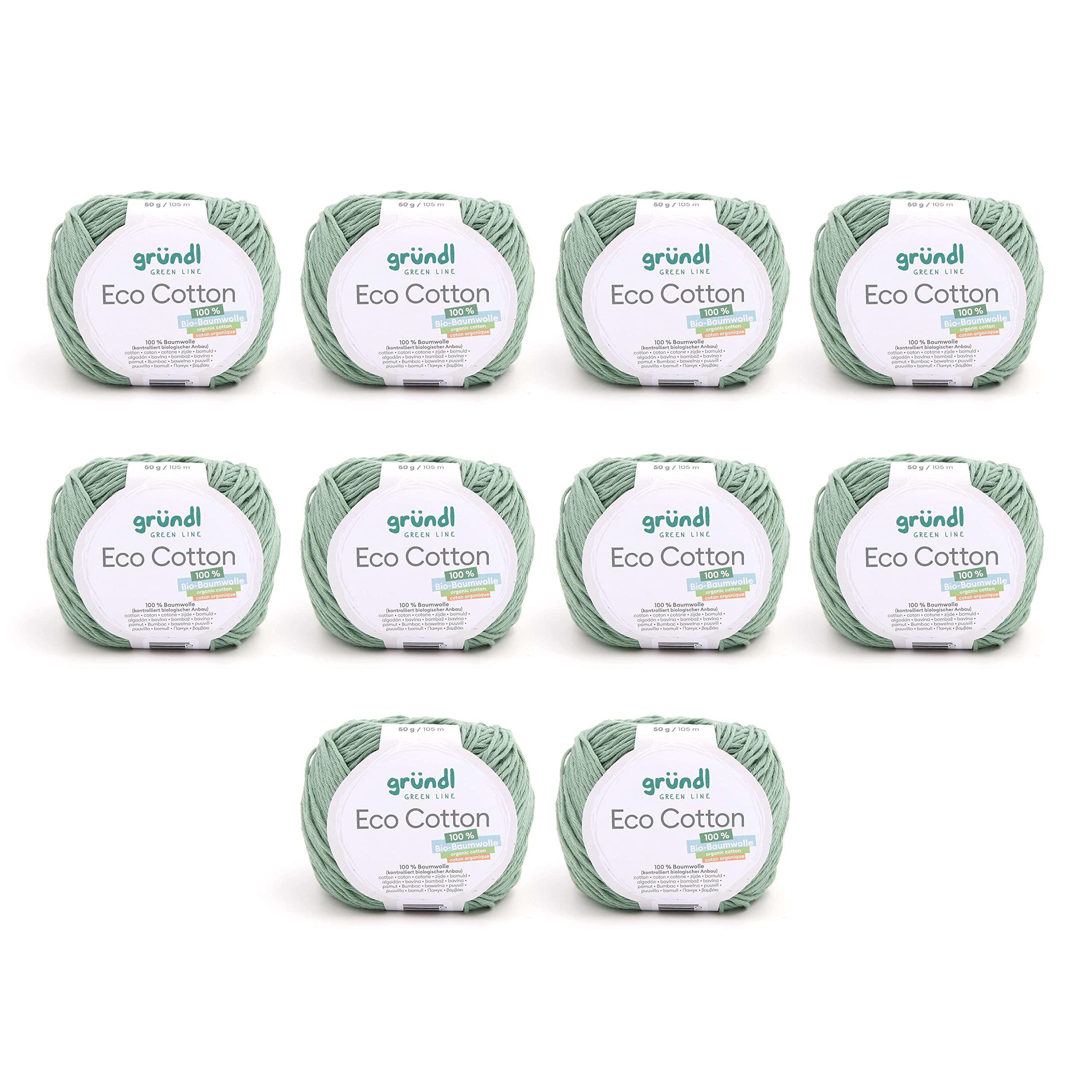 Gründl Eco Cotton Wool, Wool for Crochet, Wool for Knitting, Crochet Yarn, Soft and Skin Friendly, 100% Organic Cotton