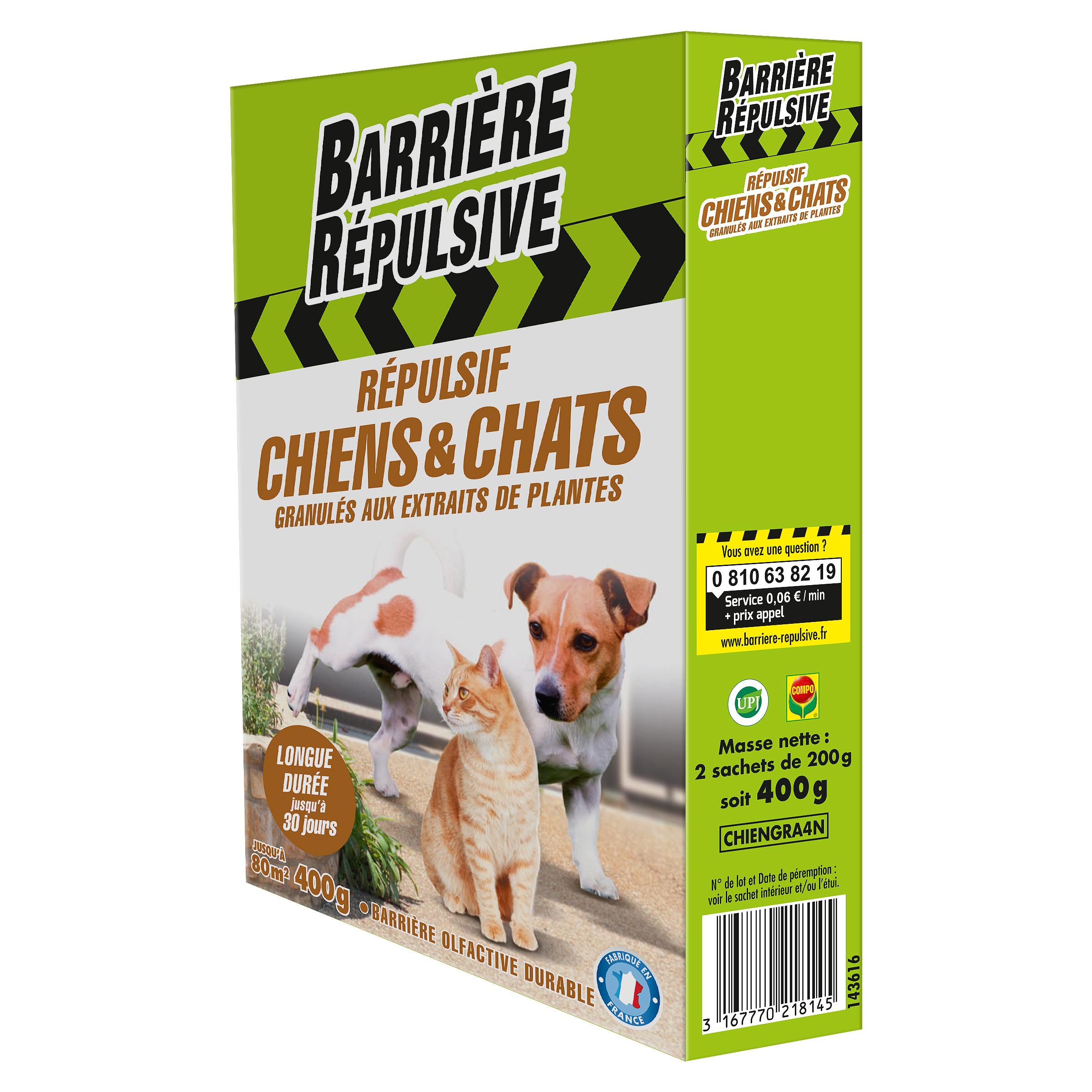 Répulsif Chiens et Chats Extérieur 80 m² 400 g