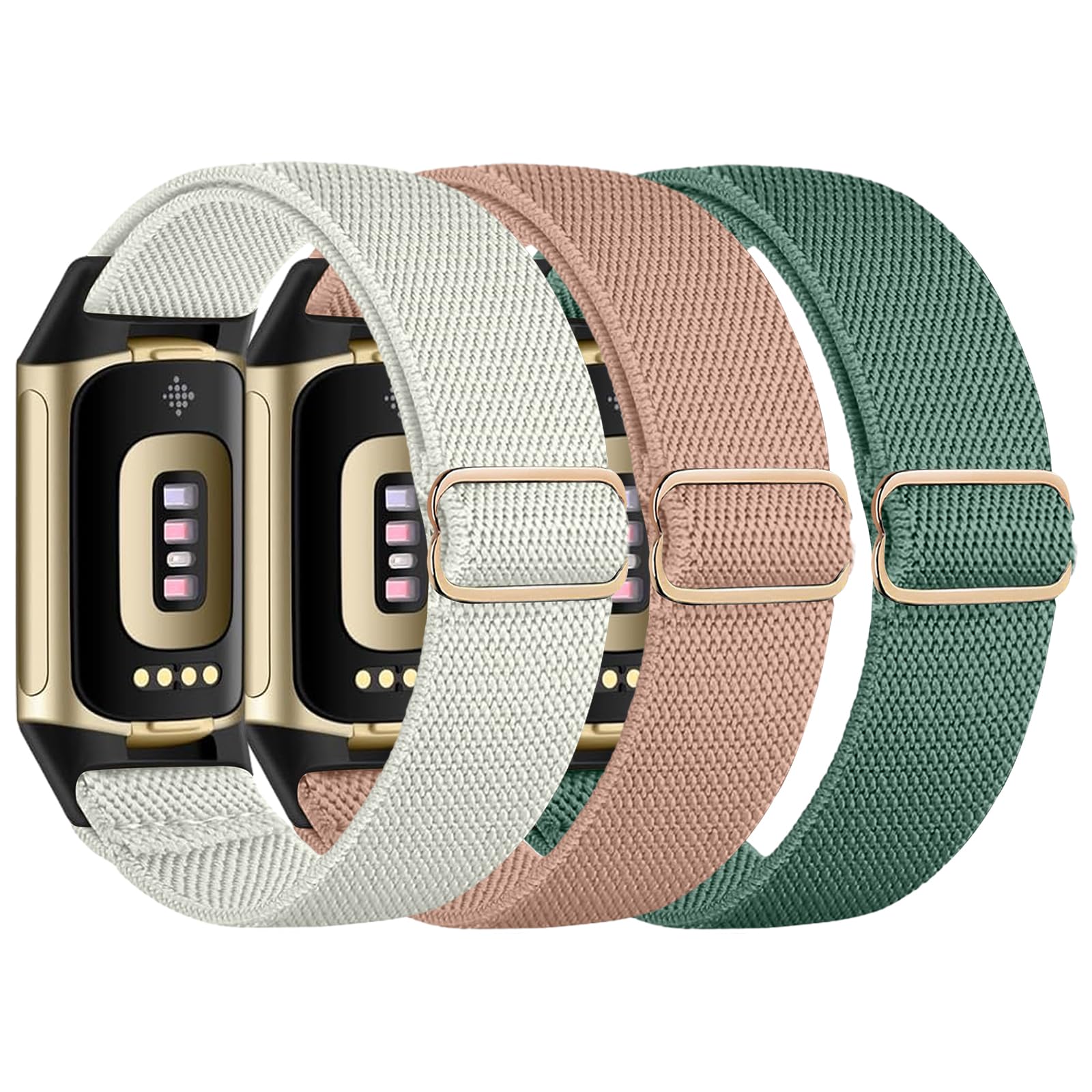 chinbersky Elastisches Armband Kompatibel mit Fitbit Charge 6 Armband/Fitbit Charge 5 Armband, Verstellbares Nylon Stoff Dehnbare Atmungsaktiv Sport Band für Fitbit Charge 6/Charge 5 Damen Herren