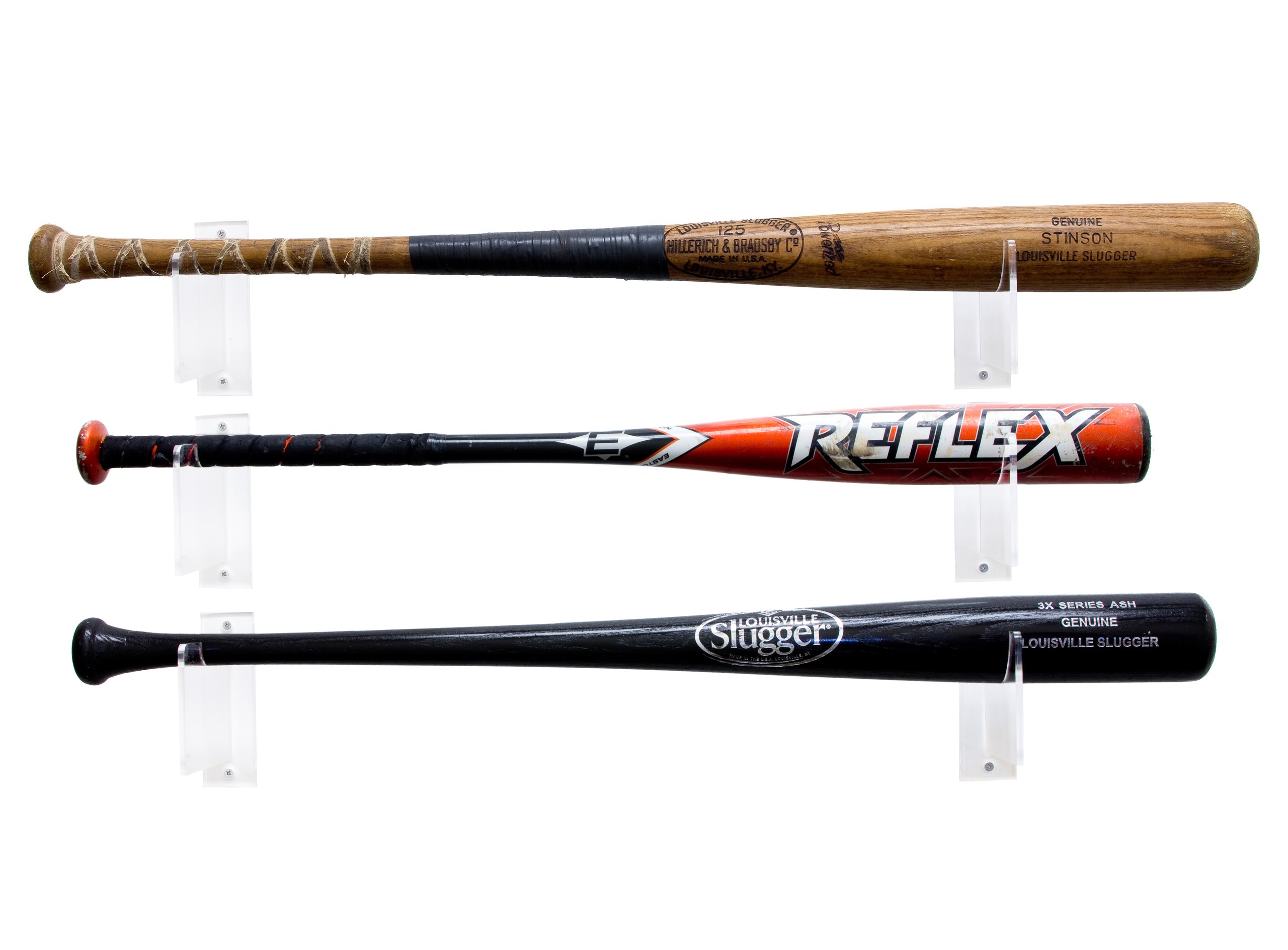 Better Display Cases Clear Acrylic Wall Mounts and Display Stands for Baseball Bats