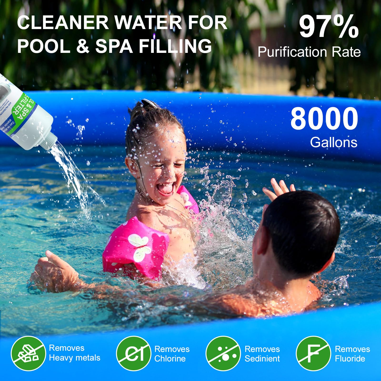 Filtre de tuyau de jardin pour remplissage de piscine, d'aire de bains chauds ou de spa, réduit considérablement les sédiments, le chlore