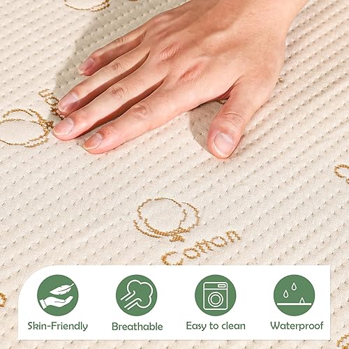 Miniatura 3 de Protector de colchón impermeable tamaño King, funda de colchón transpirable de algodón, comodidad de 200 GSM, colchones cómodos ajustados de hasta