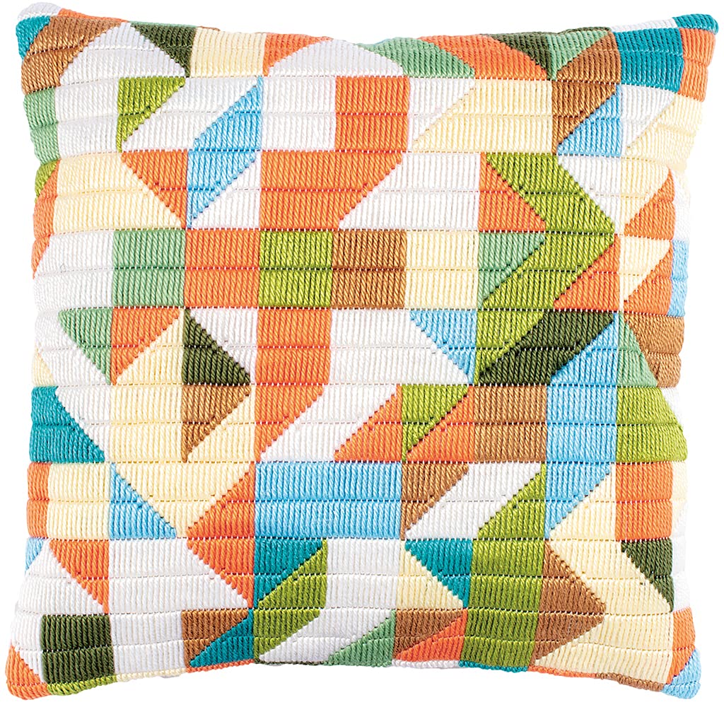 Kit Broderie Point Lancé Coussin Dégradé DIY - 40x40 Cm - Débutant/adulte - Loisir Créatif - Cadeau Fait Main - 2