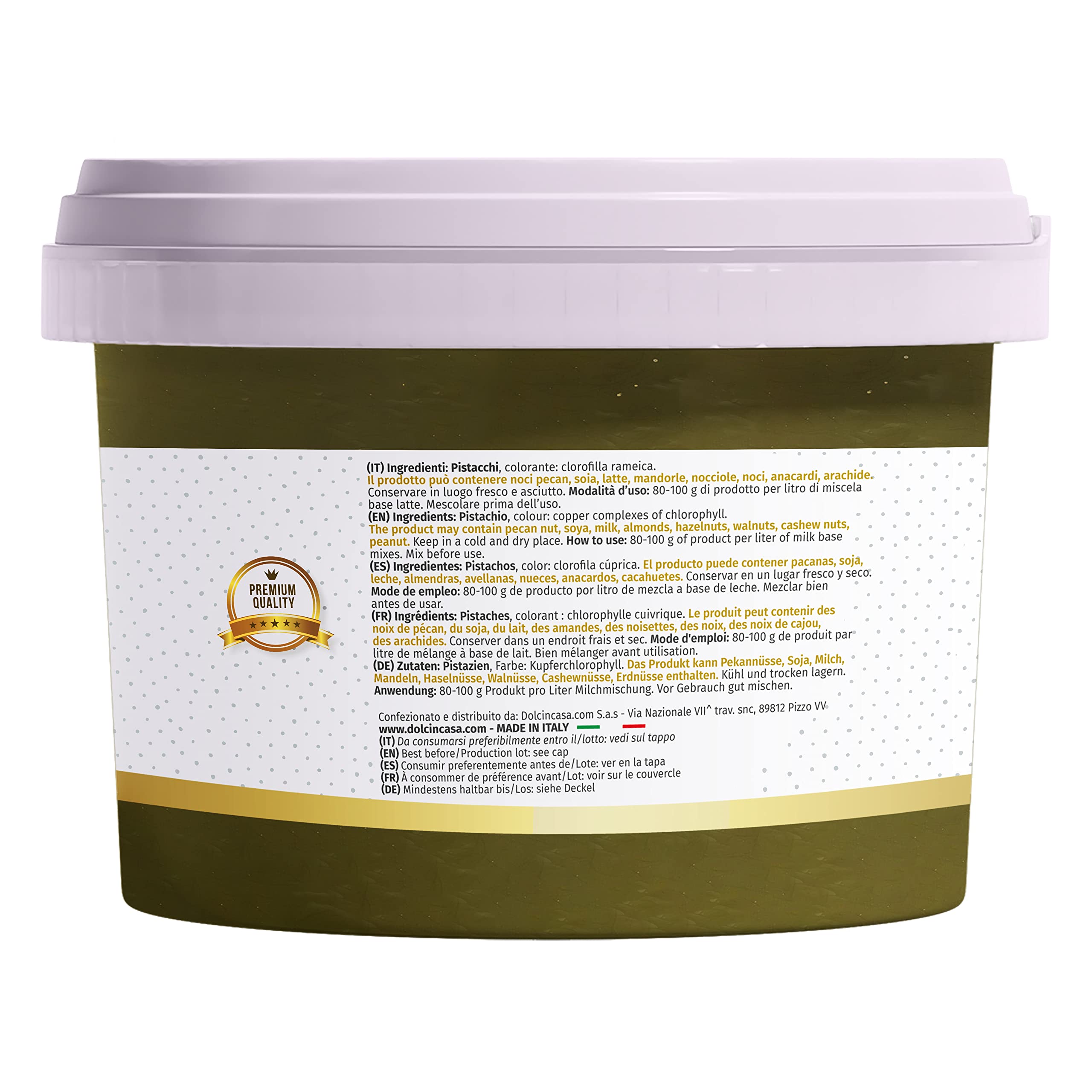Dolcincasa-Pasta di Pistacchio Puro 100% al Naturale Senza Glutine per Creme e Gelati 500g