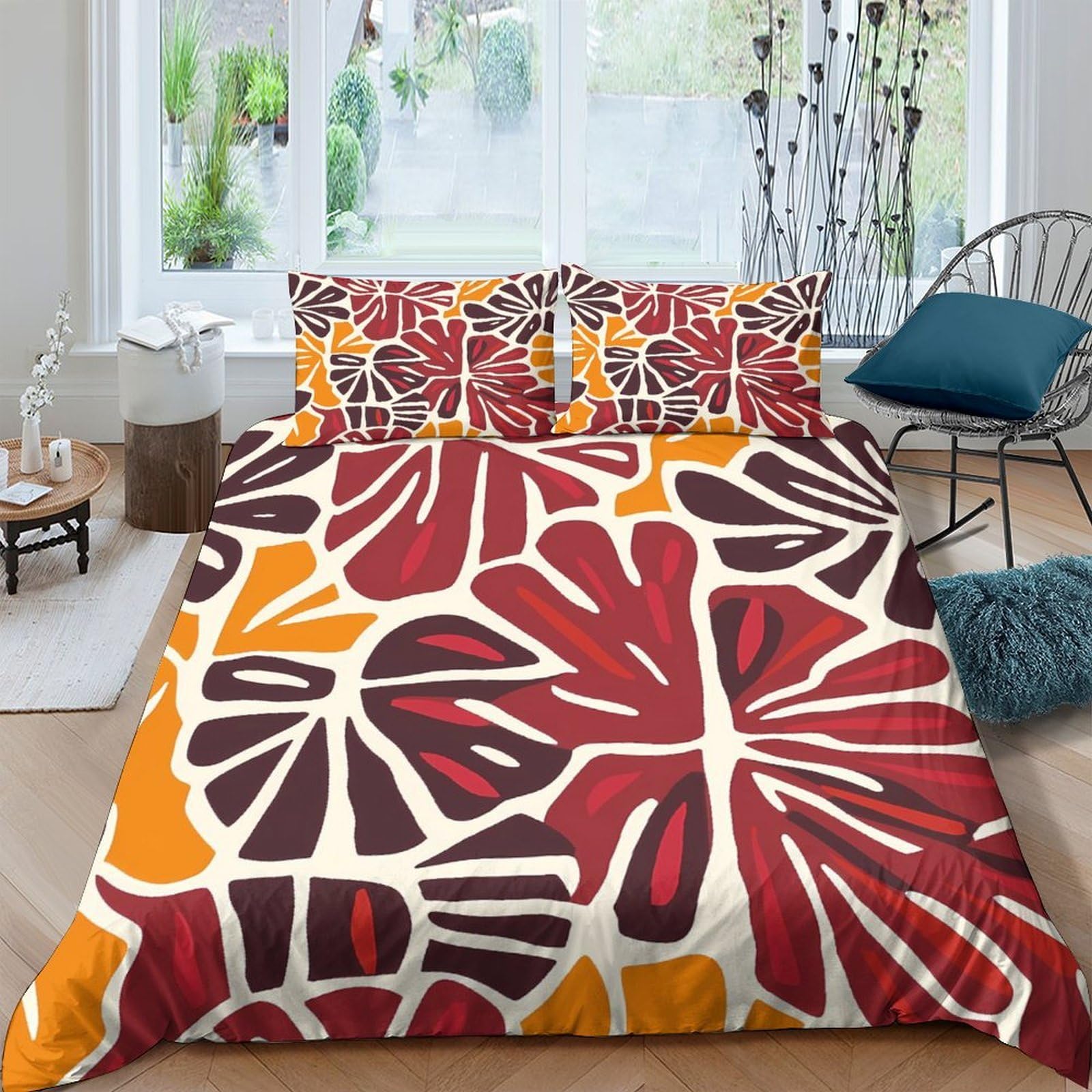 Ctjqhvkz Style-9 3D Printed Tropical Leaf Fitted Sheet Microfiber Soft Breathable Abstract Floral Mattress Cover For Bedroom Dorm Decor Single（135X200cm）