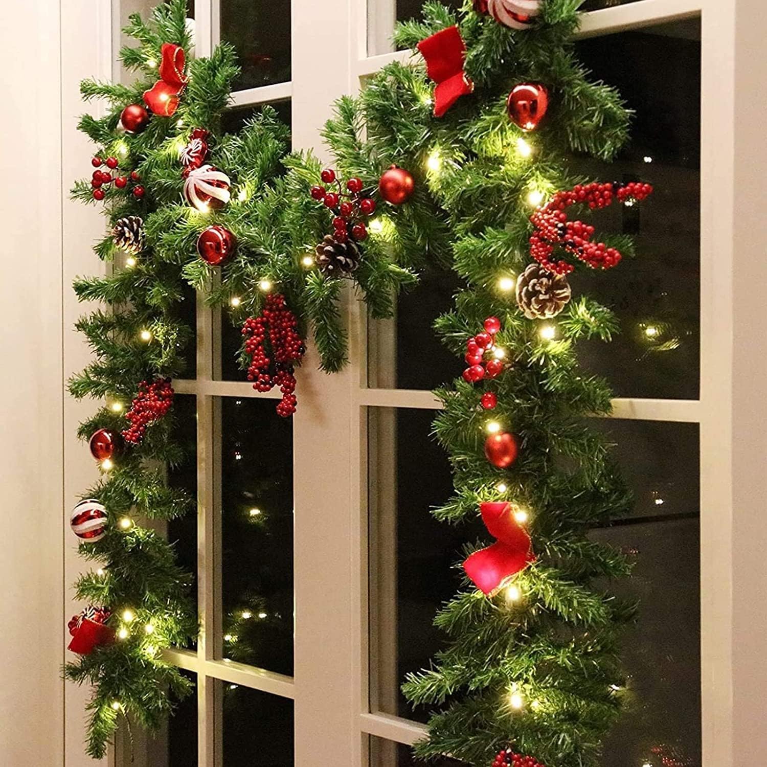 FKL Design 90 m Weihnachtsgirlande, künstliche, Weihnachtsdeko, Künstliches Tannengrün, Weihnachten, Christmas Garland, Grün