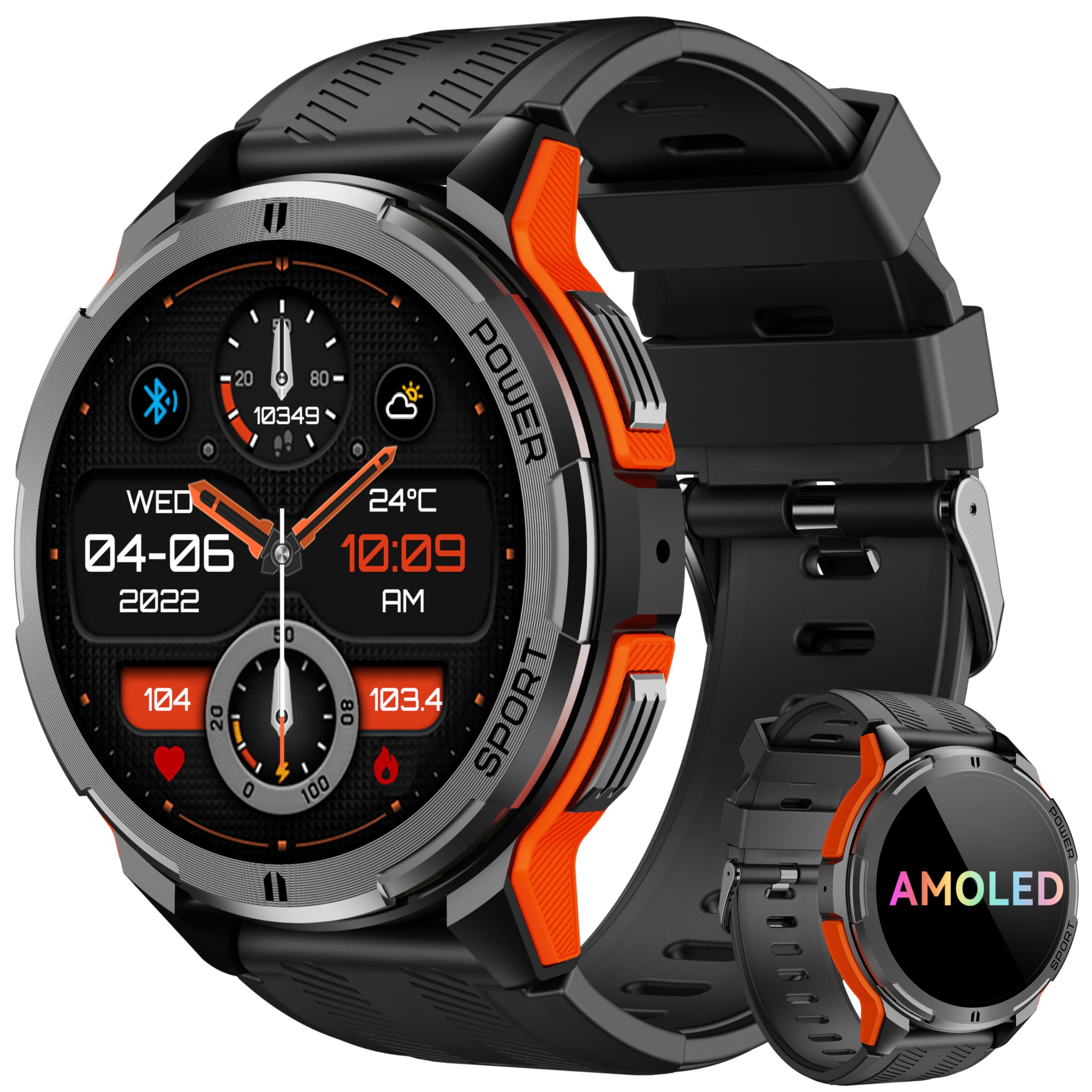 OUKITEL Smartwatch Uomo,Orologio Smart Watch Militare con Effettua Risposta Chiamate Vocale,100+ Sportive 1.43 Touch Screen con Contapassi Sonno Cardiofrequenzimetro,Fitness Tracker per iOS Android
