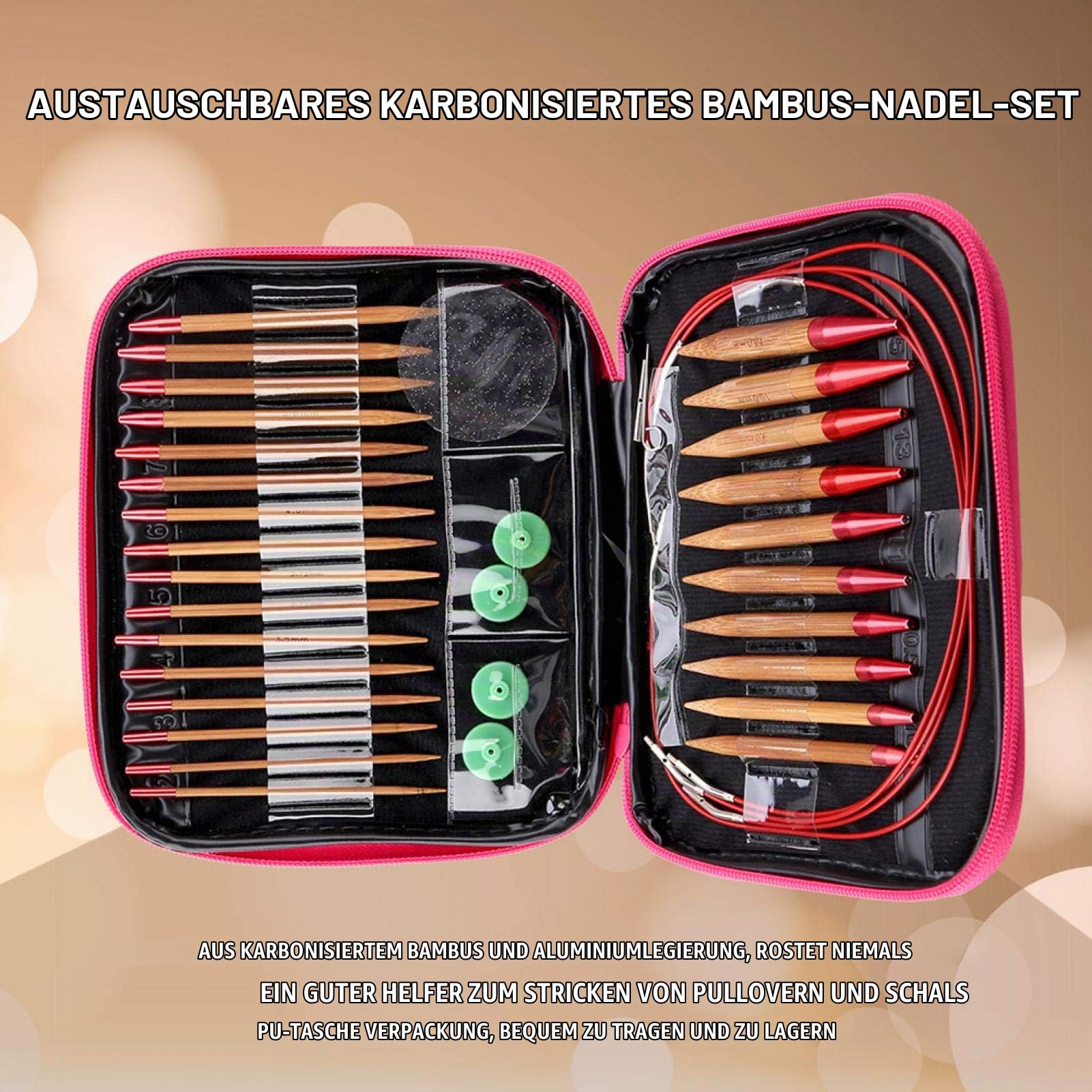 GOTOTOP Rundstricknadel Set, 13 Größen Bambus