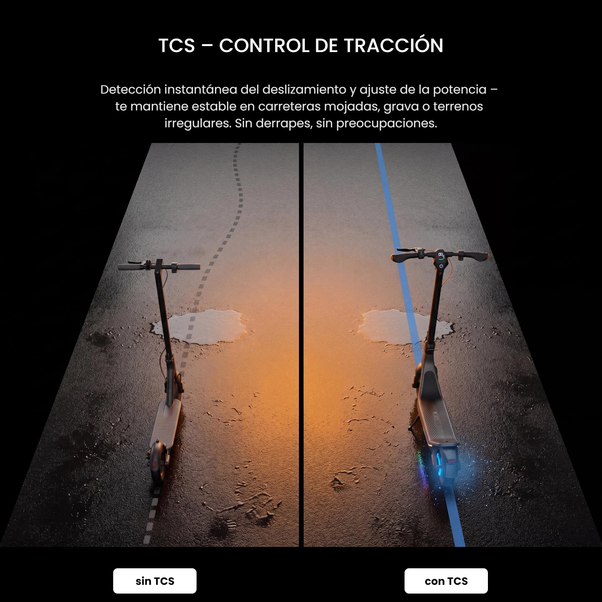 Patinete Eléctrico para Adultos Serie R, Sensor de Huella Digital, 85 km Autonomía, Neumáticos Tubeless 10,5", Control de Tracción TCS
