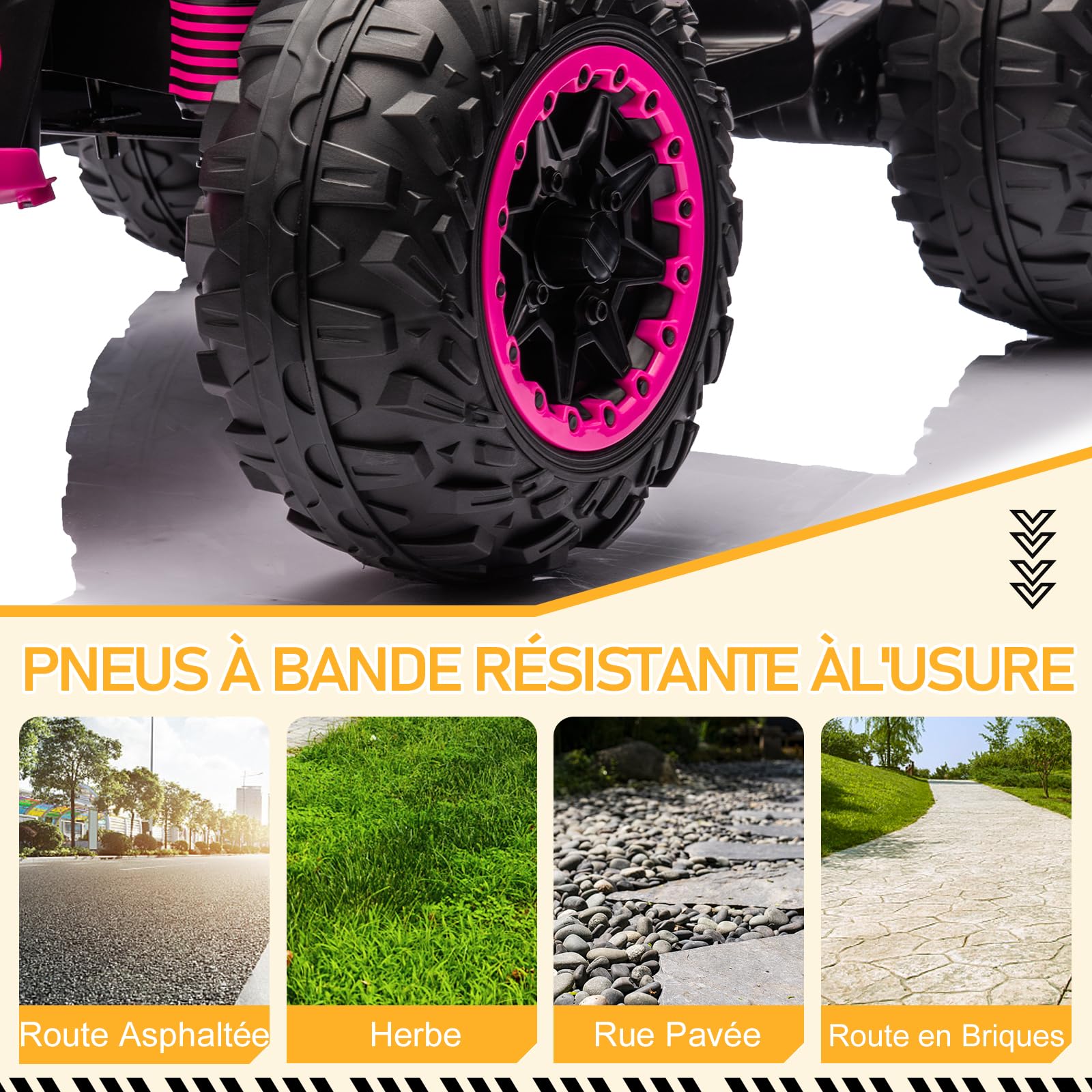 LALAHO Quad Électrique Enfants 12V Voiture Électrique avec LED et Musique ATV pour Enfant 3-8 Ans Rose
