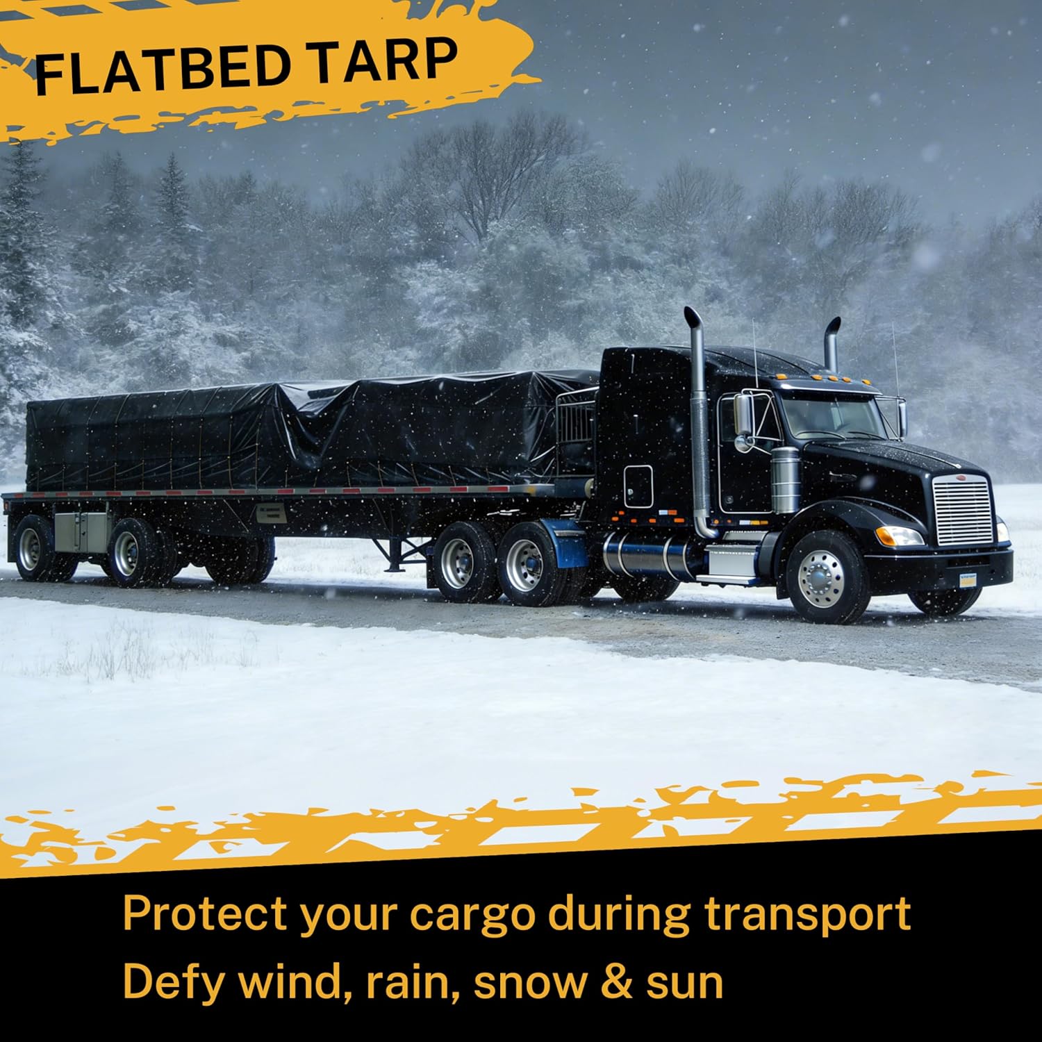 16' x 27' Heavy Duty Flatbed Trailer Tarp - Lumber Tarp - Cargo Flatbed Tarp,14oz PVC Waterproof Material,Reinforced D-Rings,Weatherproof for Flatbed Truck & Trailer Cargo Protection