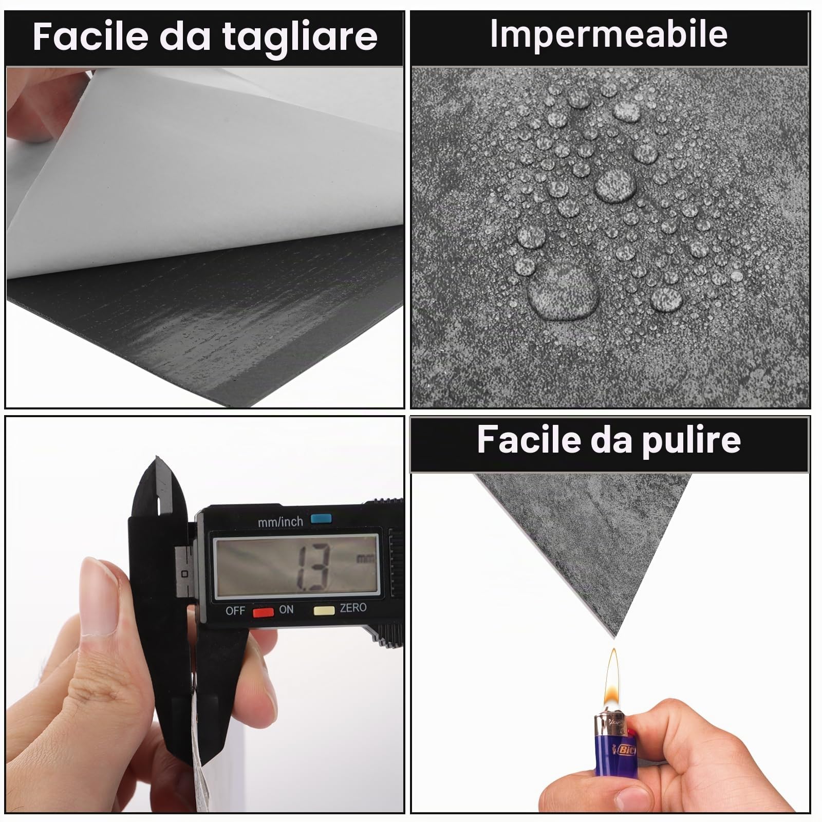 CYEER 40 Pièces/3,6m² Rivestimento del Suolo Autoadesivo PVC 30x30CM, Piastrelle Autoadesive per Cucina, Bagno, Salotto, Marmo Grigio