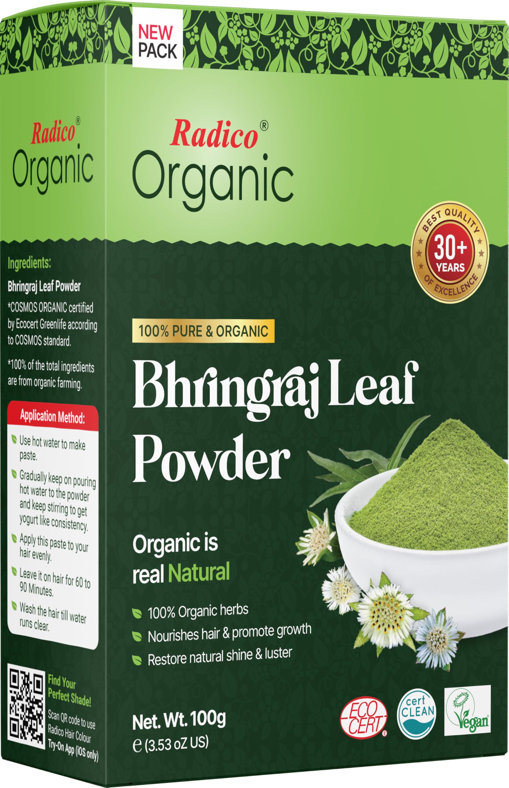 Radico Organic Bhringraj Hair Treatment Powder - 100% Organic, 100% Natural Herbs For Soft, Shiny & Healthy Hair, Anti Hair Loss, Repair & Nourish Damaged Hair, Prevents Dandruff & Hair Thinning-100g-picture-14