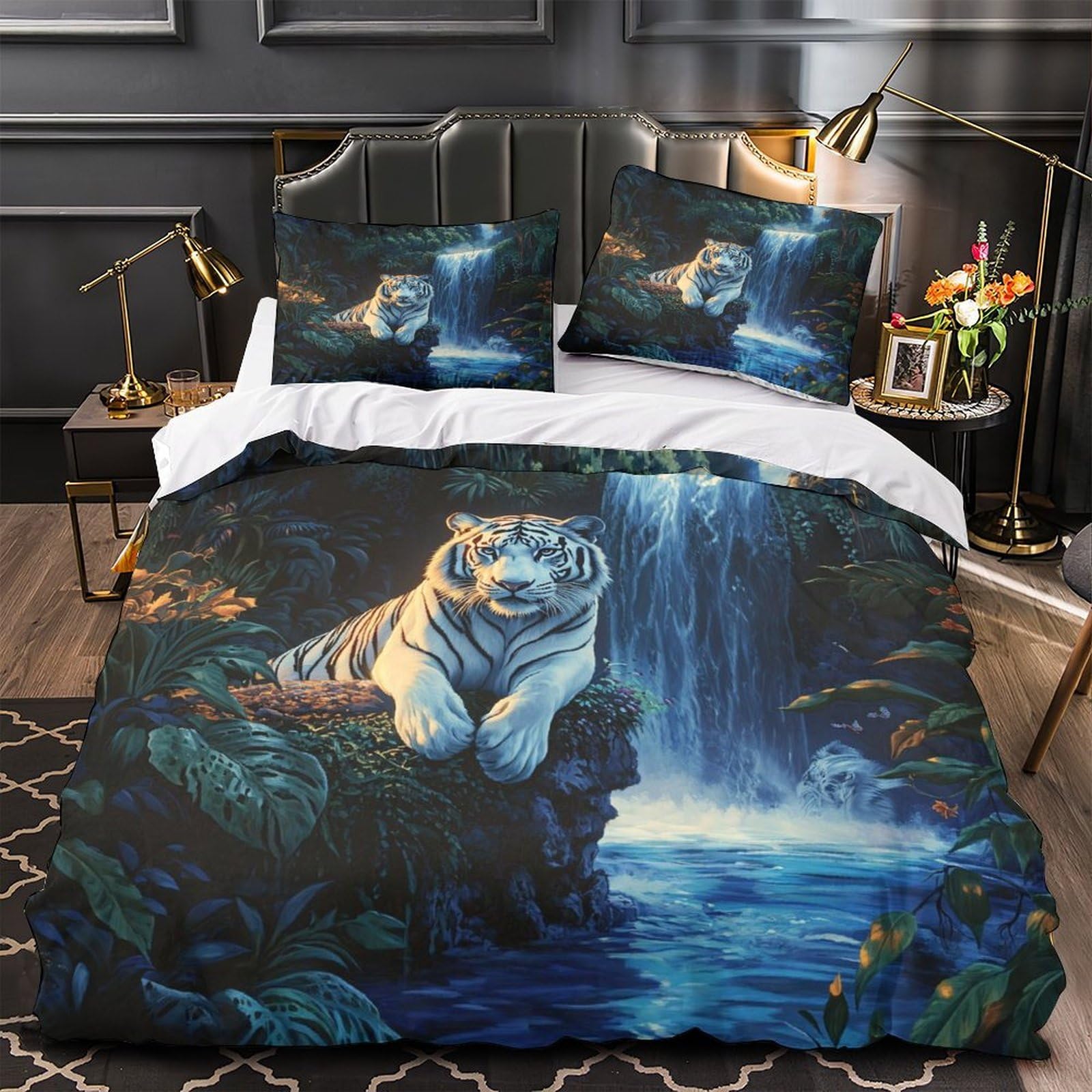 Parure de lit chevaux blancs 200x200 housse de couette fille