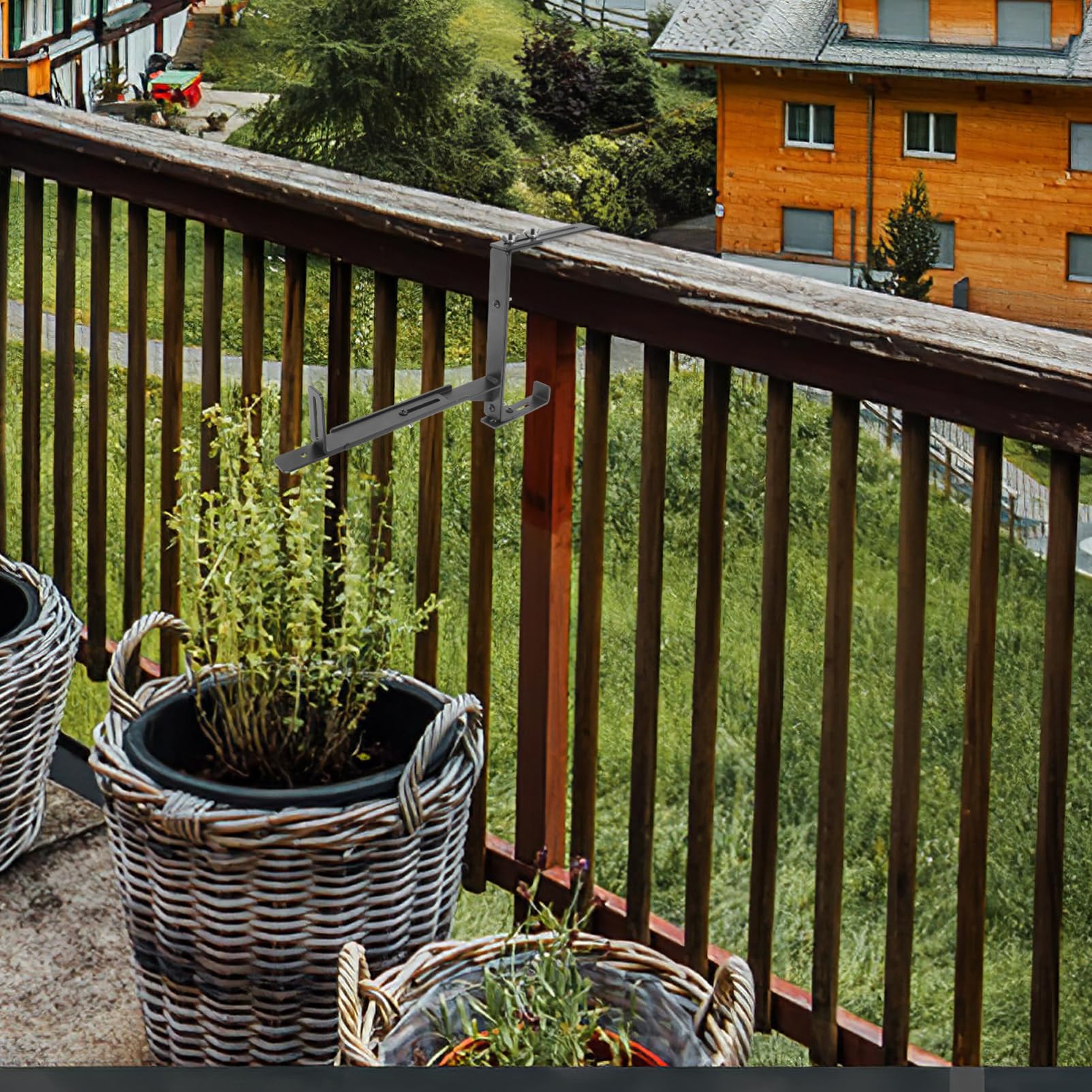 ibasenice Balkonhalter für Blumenkasten Pflanzenhaken-halterung Fensterkasten-unterstützung Robustes Material Einfache Montage Wand oder Geländer Hohe Tragkraft für Blumentöpfe und Andere