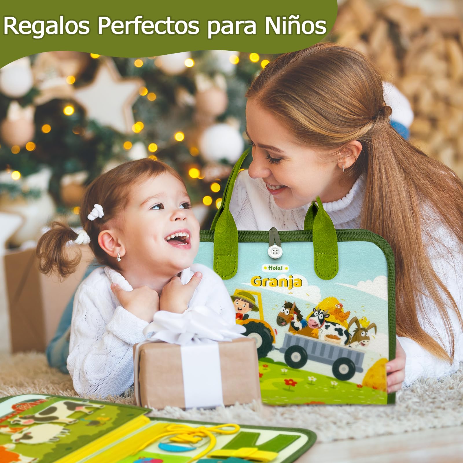 Español Busy Board Juguetes Montessori,10 en 1 Granja Tablero Sensorial Montessori,Motricidad Fina Juguetes Niños 1 2 3 4 Años,Juegos Educativos de Aprendizaje,Regalos Niños Niñas Cumpleaños Navidad