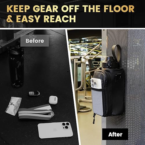 Miniatura 8 de Balency Bolsa magnética de gimnasio para hombres, bolsa magnética para botella de agua, soporte para botella de agua con bolsillos para teléfono,