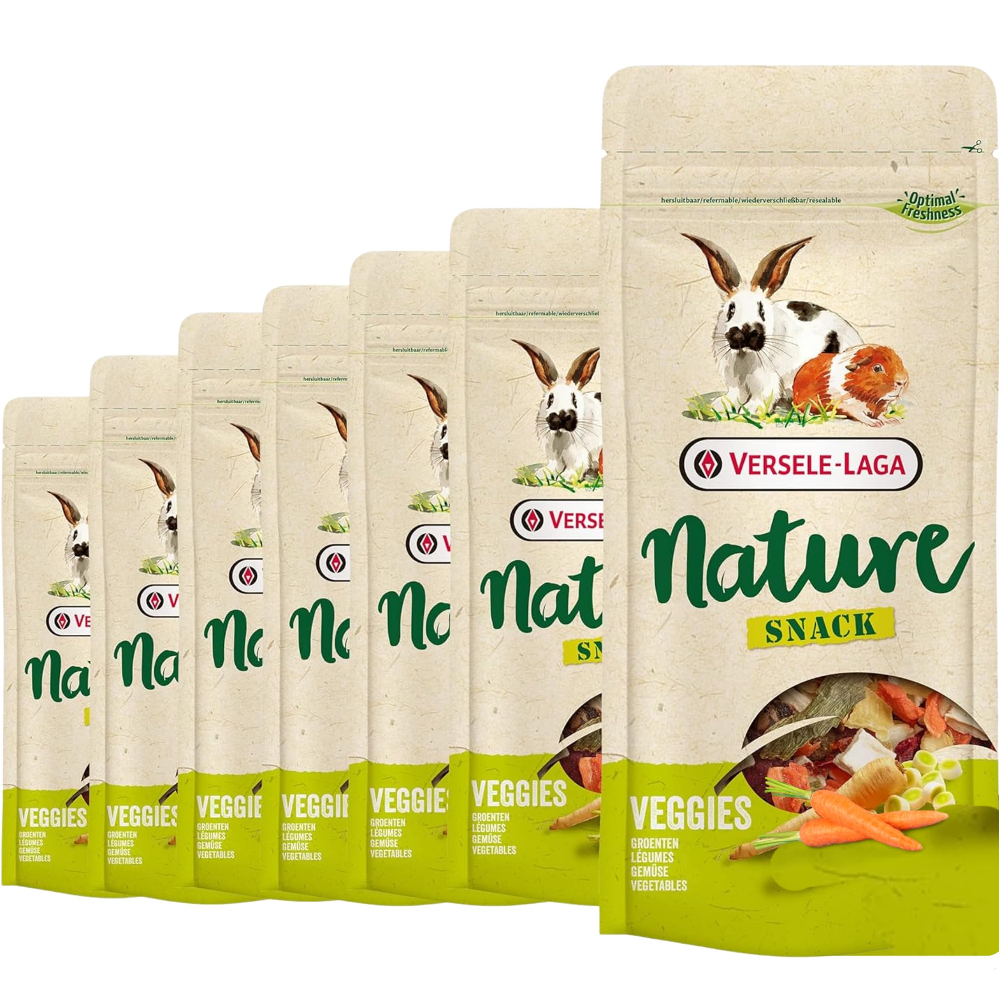 VERSELE-LAGA - Nature Snack Veggies - Mélange de Légumes Riche et Varié pour Lapins et Rongeurs - 7x85g