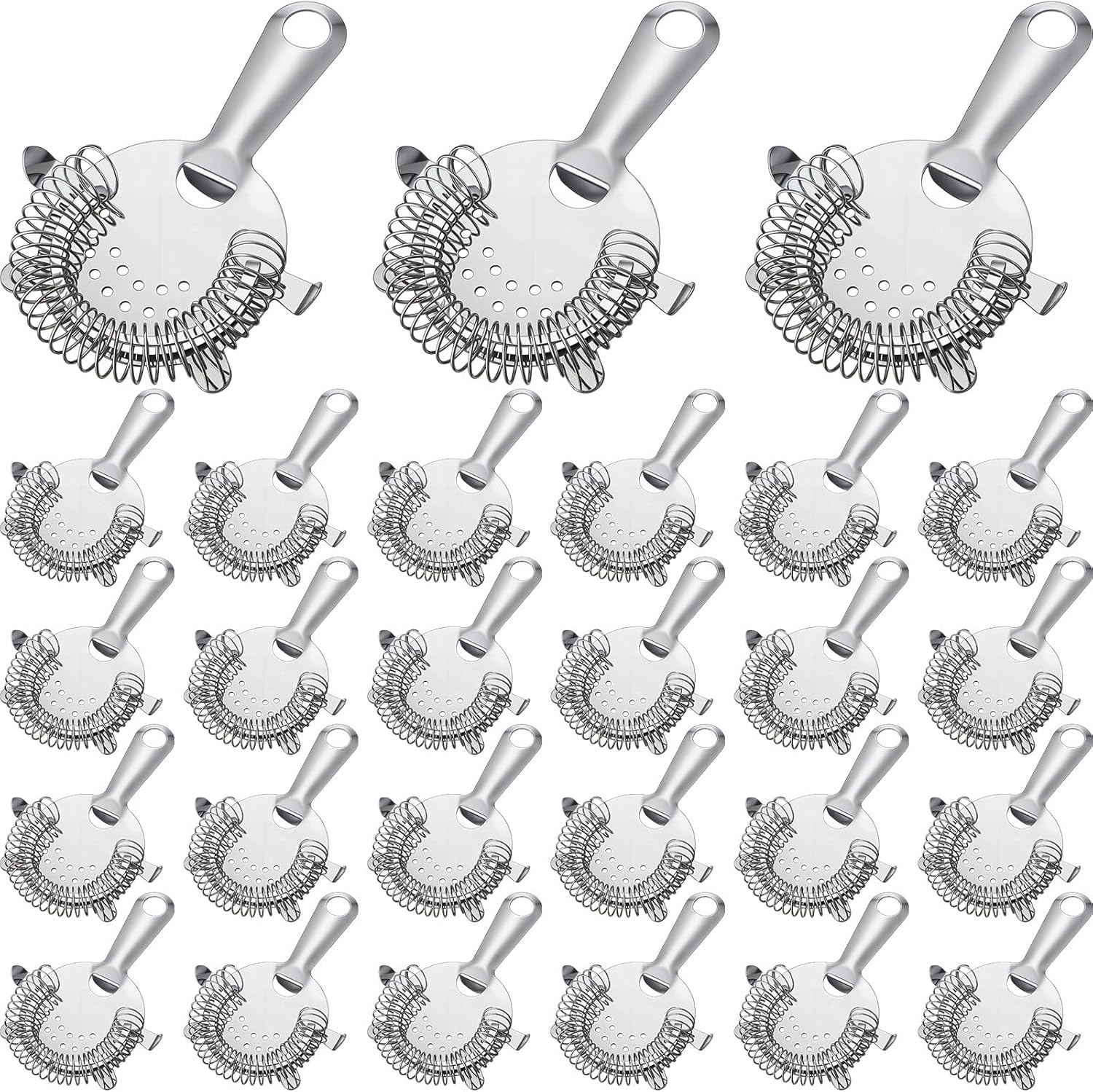 27 Pack Cocktail Strainer 4 Prong Stainless Steel Bar Bartender Strainer 6 Inches Silver Bar Drink Tool for Bartenders and Mixologists - Thumbnail 2