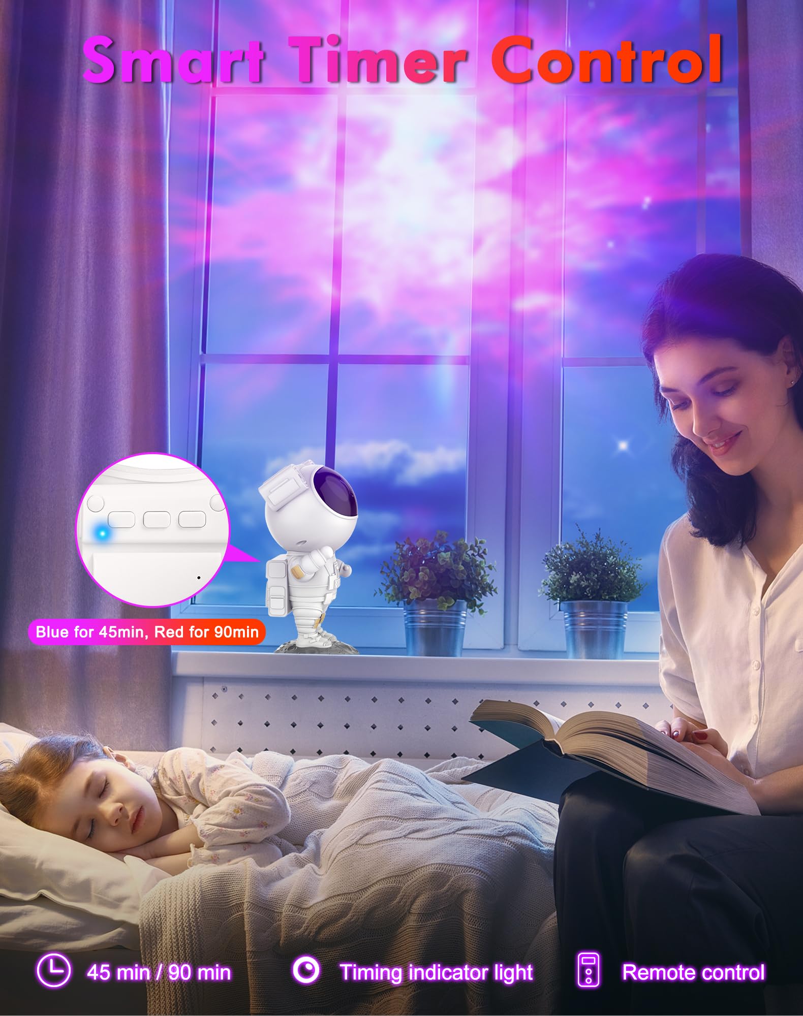 Proiettore Stelle Soffitto, Proiettore Galaxy Astronauta Luce Notturna Cielo Stellato con Nebulosa,Timer e Telecomando,Lampada Stellata per Camera da Letto,Regalo per Bambini