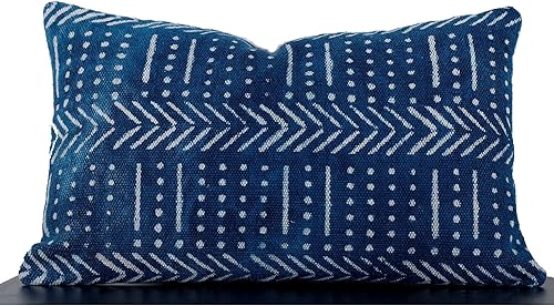 Miniatura 6 de Trade Star Alfombra gruesa hecha a mano con estampado tribal funda de almohada bohemia de 100  algodón funda de cojín rectangular de tela de barro