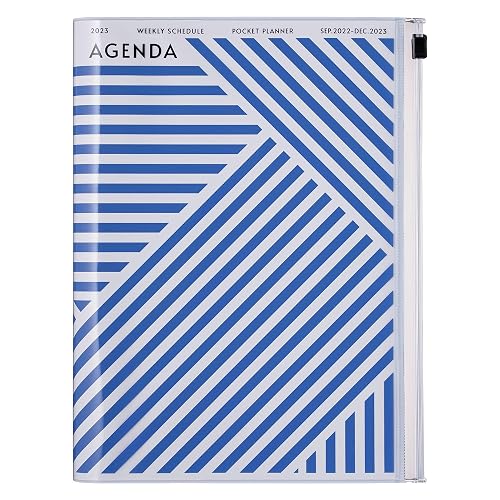 MARK'S 2022/2023 Taschenkalender A5 vertikal, Geometric Pattern, BLUE: Von September 2022 bis Dezember 2023