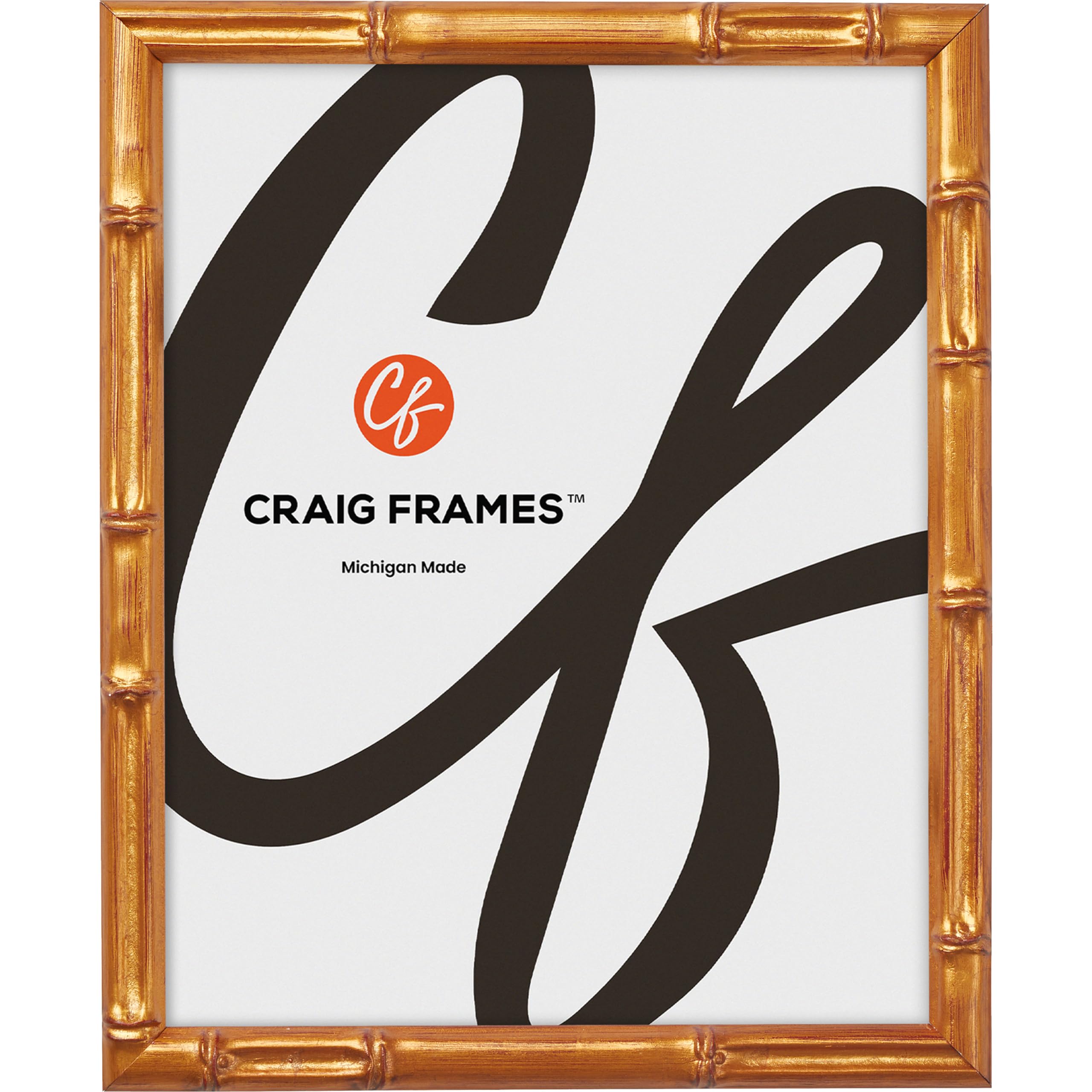 Craig Frames 12x14 Faux Bamboo Vintage Gold Picture Frame, Wall Decor