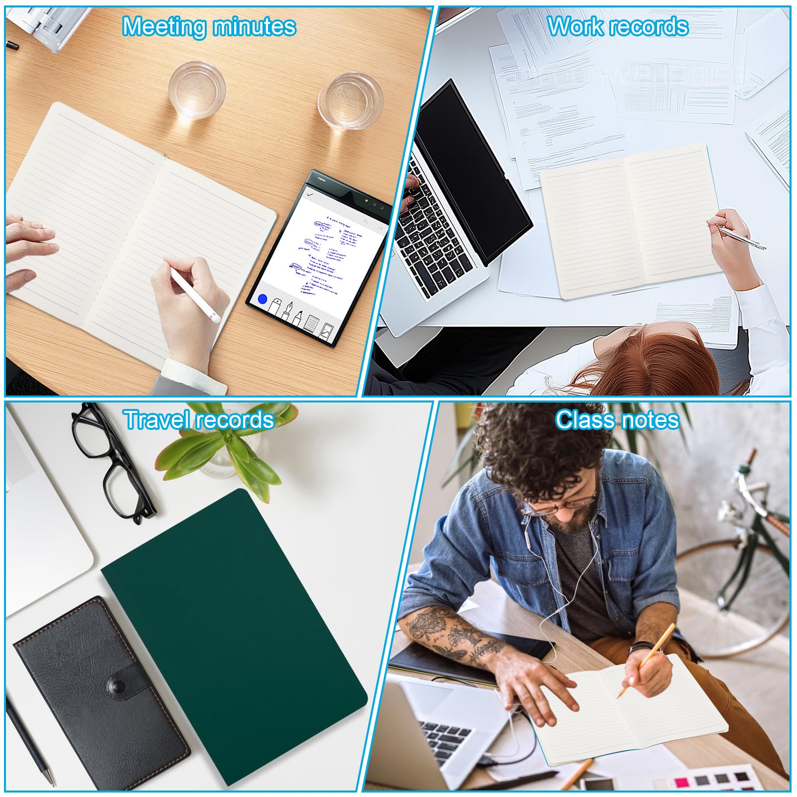 Confezione da 24 quaderni a righe, piccoli diari a righe, formato A5, 14 x 21,1 cm, 60 pagine/30 fogli, diari di viaggio per scrivere forniture per ufficio (12 colori)