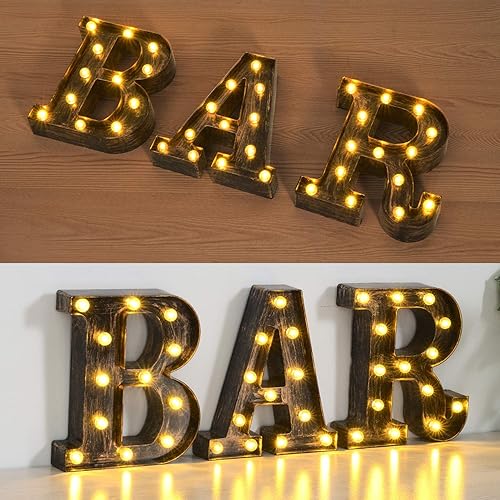 Miniatura 3 de Rdutuok Luces LED de marquesina, letreros de barra, lámpara de letras iluminada, estilo industrial, iluminada, alimentada con pilas, para bar, pub,