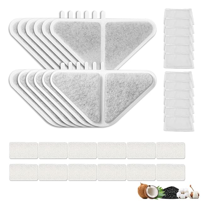 C-U Juego de 12 filtros para fuente de gato SIBAYS 235 oz 1,8 GAL 7 L, sistema de filtración de 5 capas
