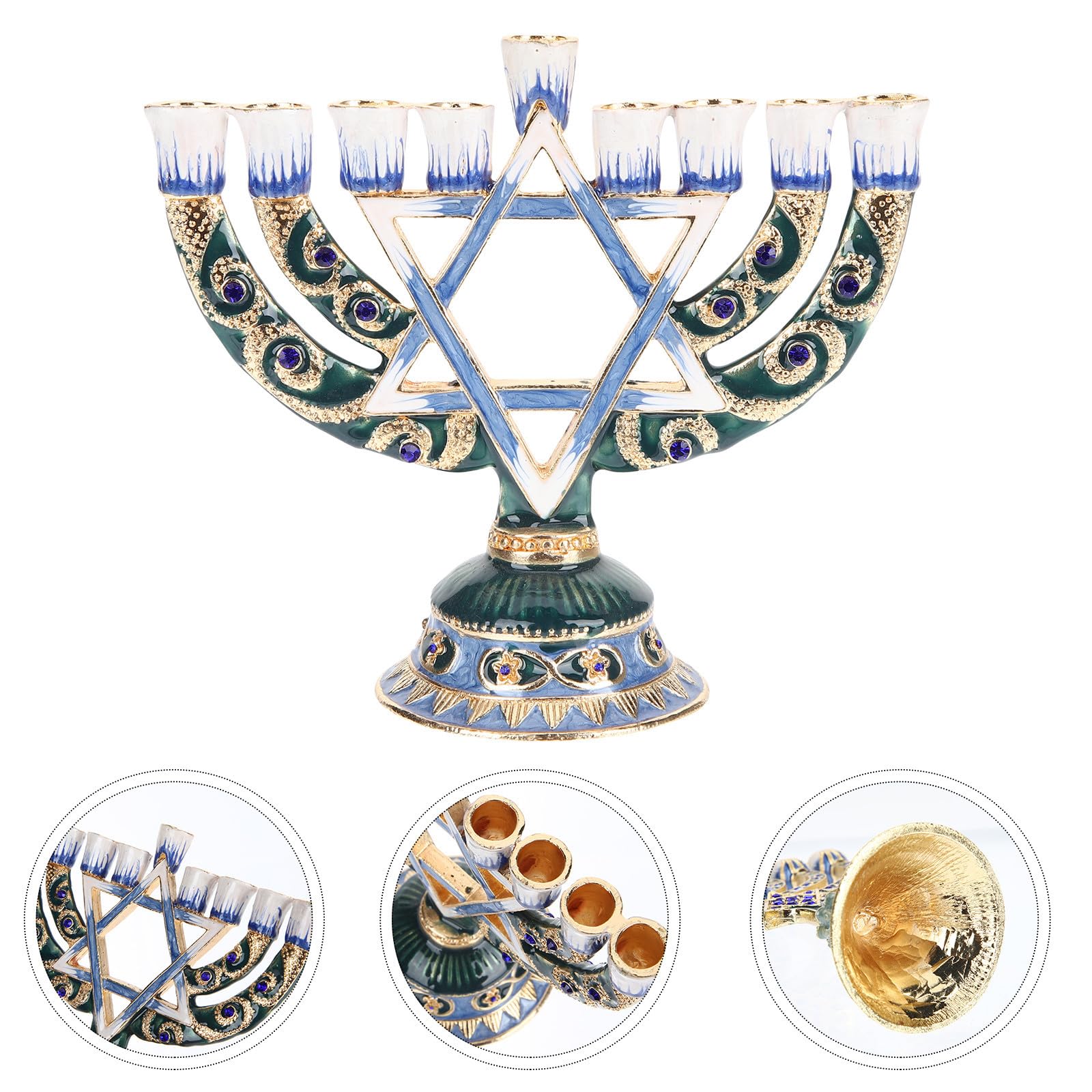 Candeliere Ebraico di Hanukkah a 9 Rami in Lega Retrò Decorativo per Decorazione da Tavolo Posizionamento Stabile per Banqueting e Ambienti Domestici